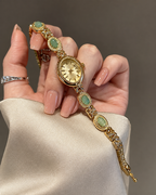 Vintage Oval Gemstone Bracelet Watch