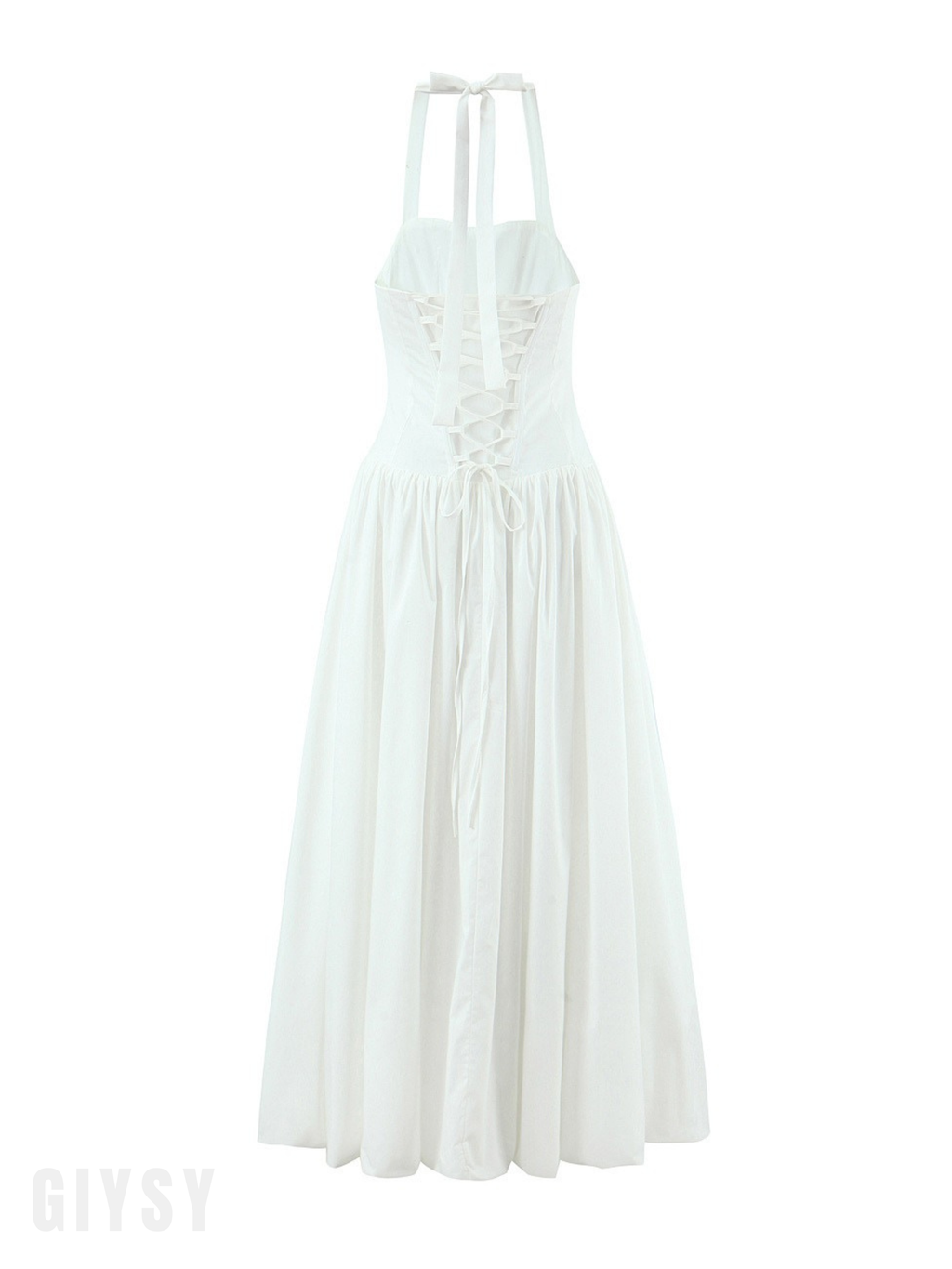 Amelie Lace-Up Halter Maxi Dress