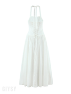 Amelie Lace-Up Halter Maxi Dress
