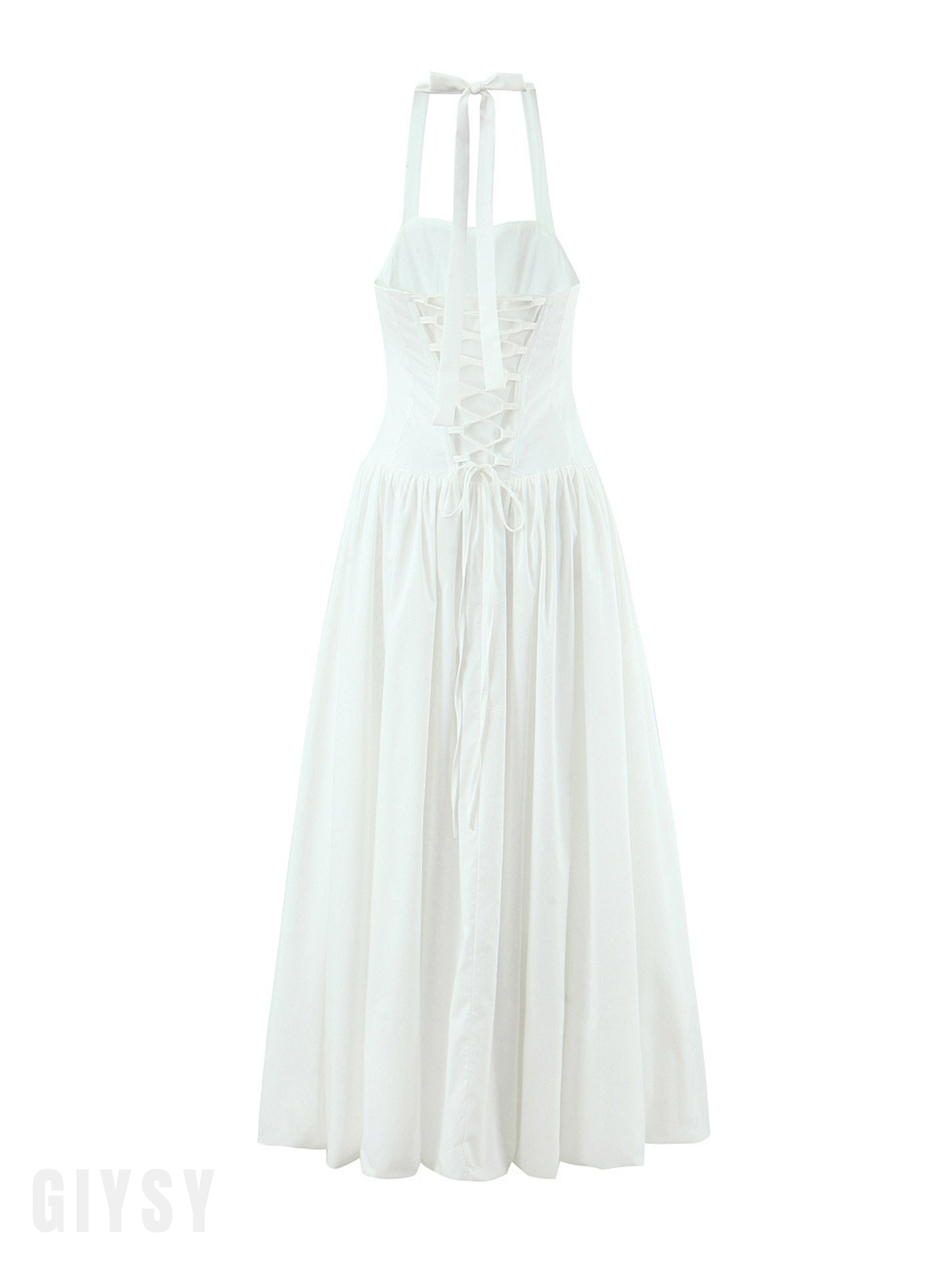 Amelie Lace-Up Halter Maxi Dress