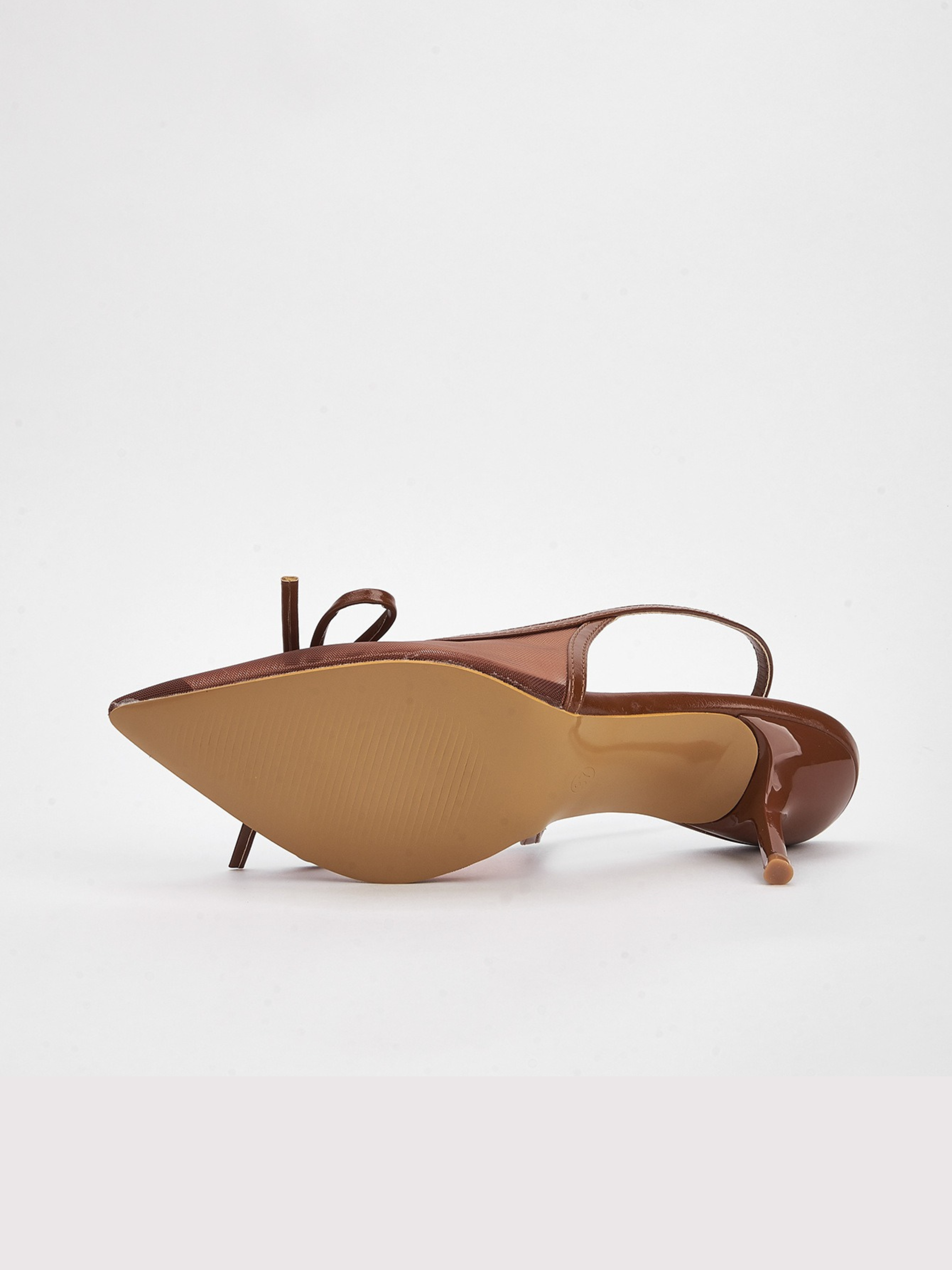Olyra Mocha Mesh Bow Slingback Heels