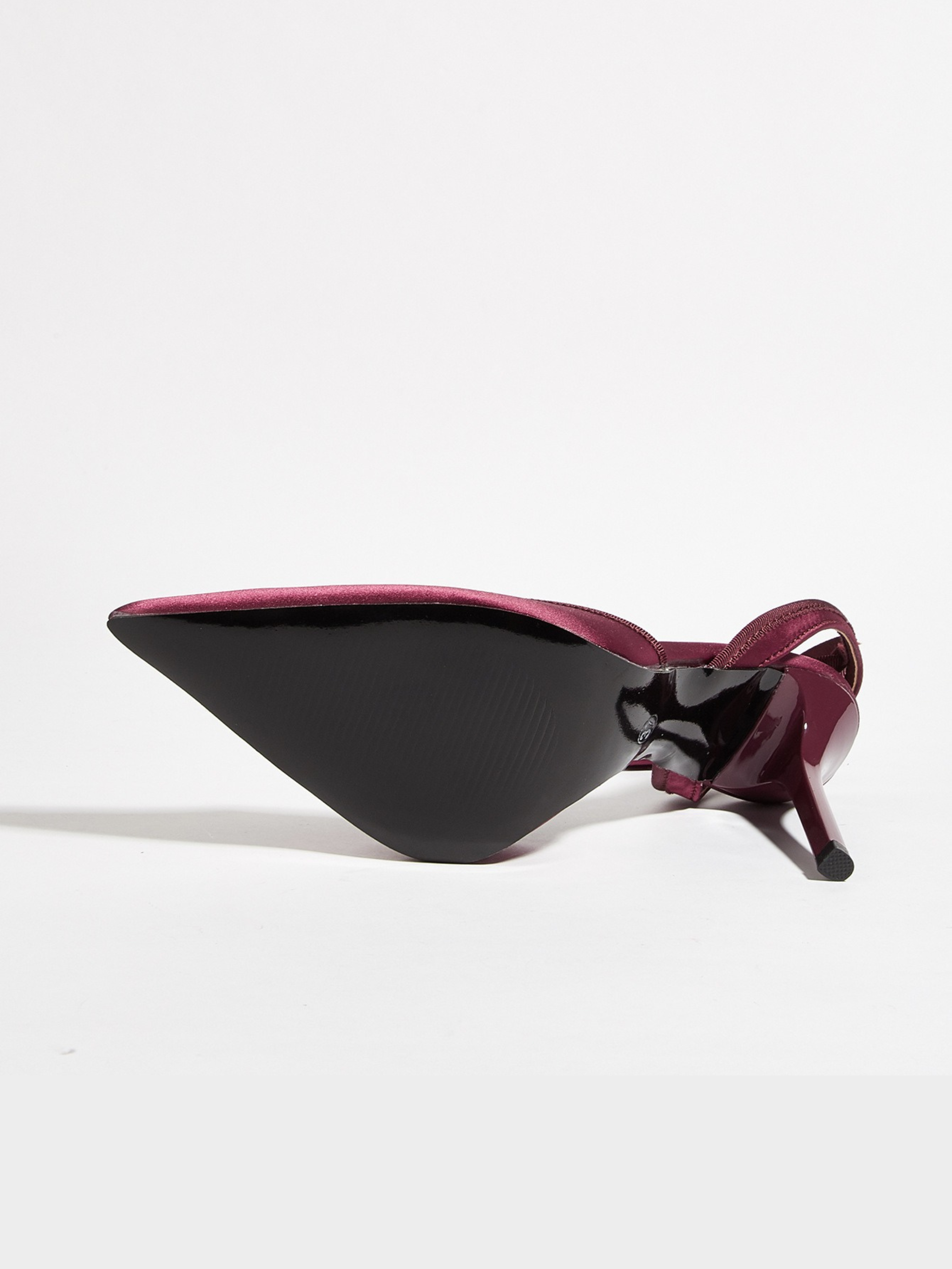 Velora Wine Satin Wrap Strap Heels
