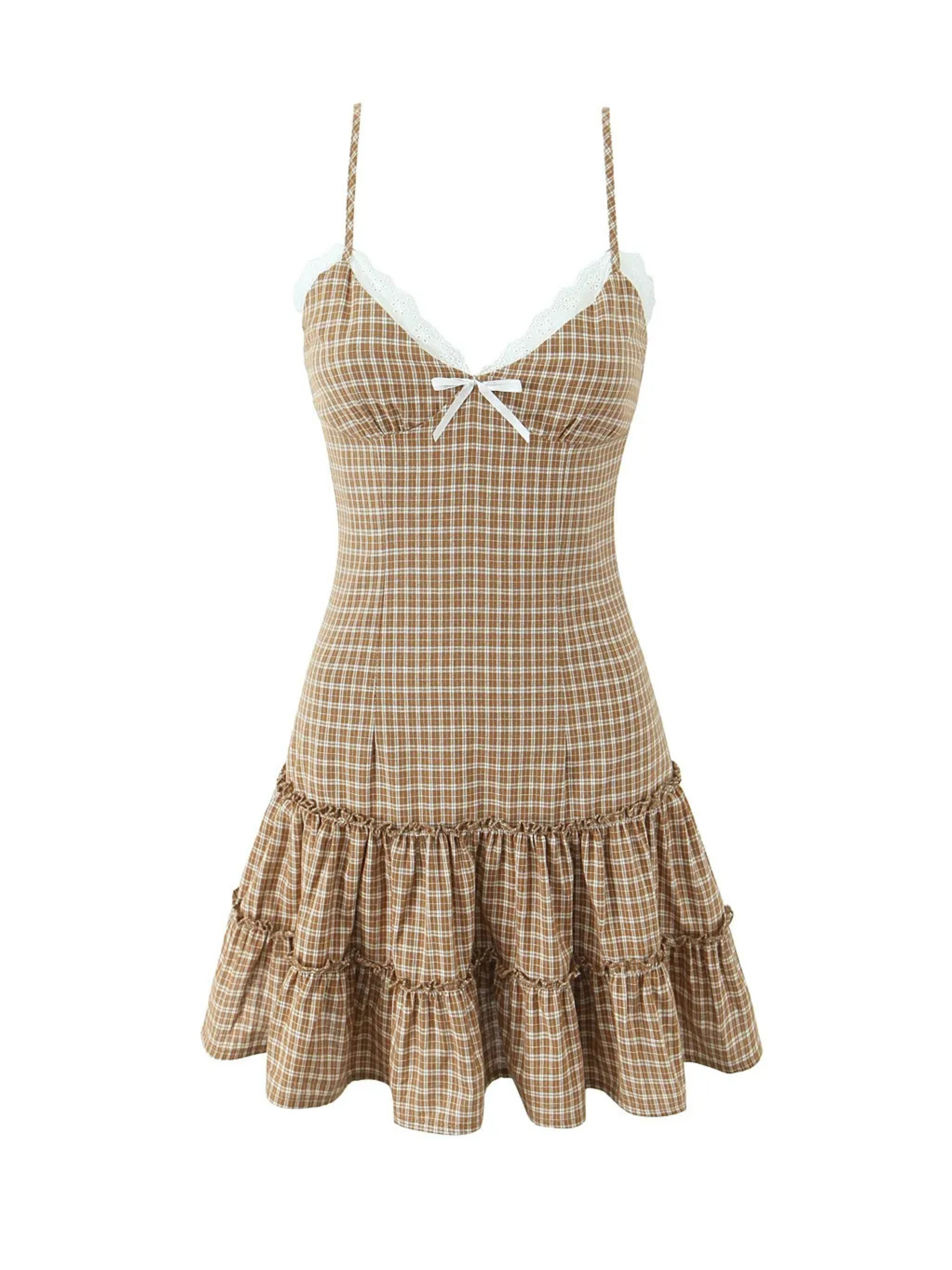Evania Plaid Ruffle Mini Dress
