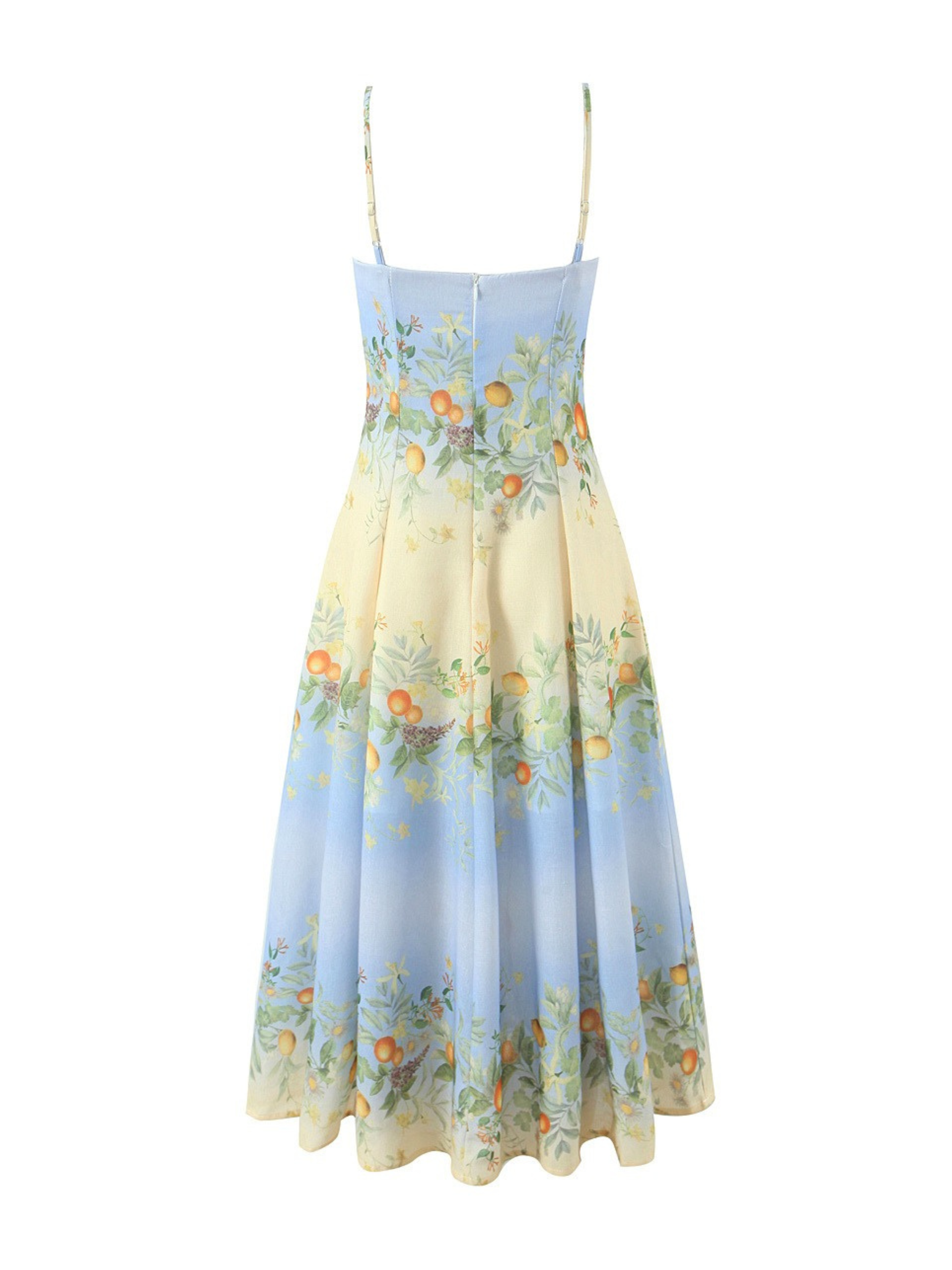 Jilda Citrus Garden Corset Midi Dress