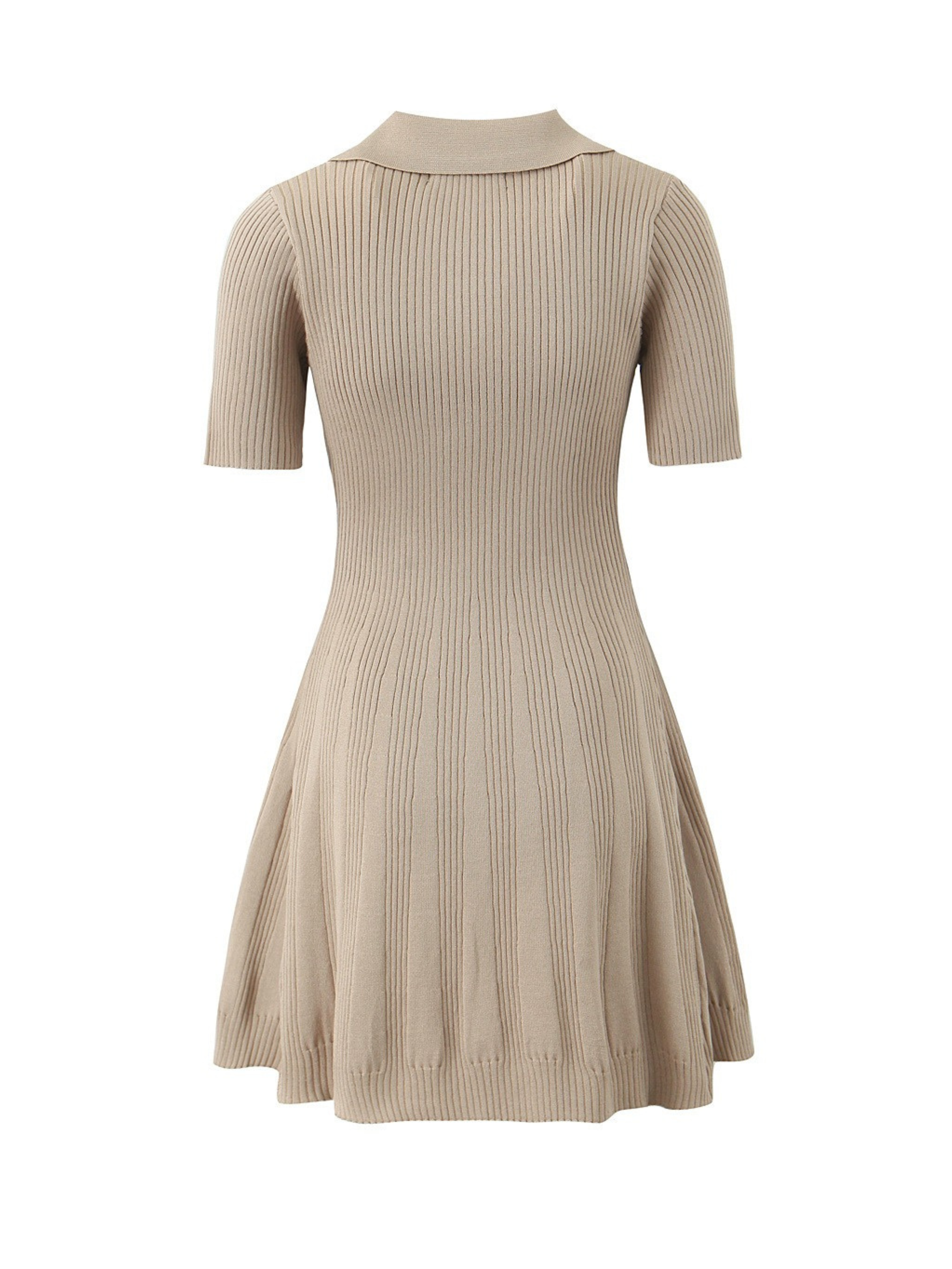 Vanna Ribbed Knit Polo Mini Dress