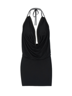 Stud Trim Halter Mini Dress