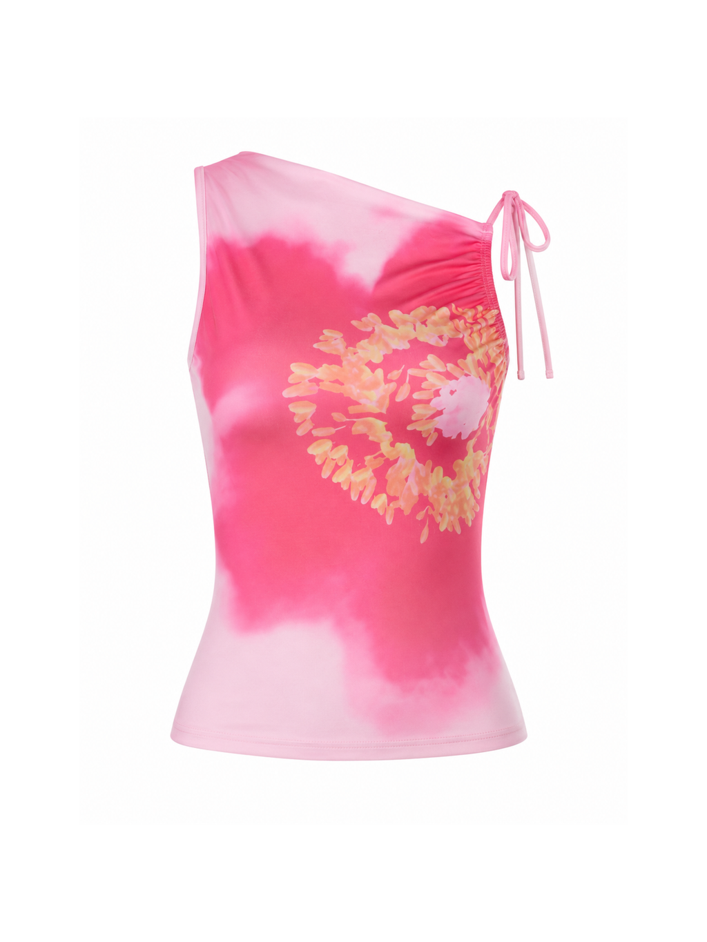 Eleni Floral One Shoulder Mesh Top