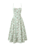Elora Mint Floral Corset Midi Dress