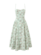 Elora Mint Floral Corset Midi Dress