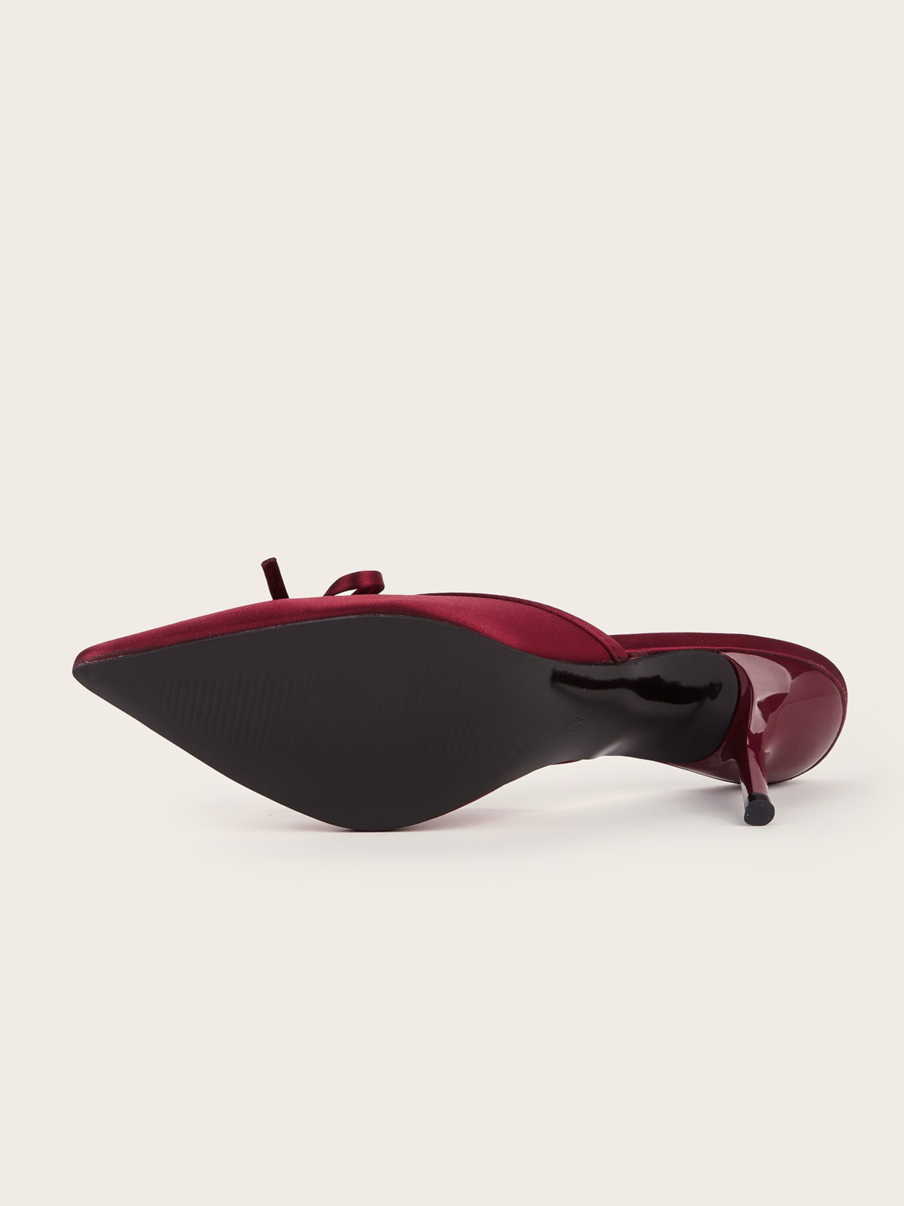 Ambrine Wine Satin Bow Mule Heels