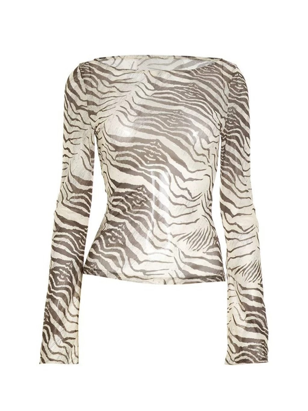 Rivka Zebra Mesh Long Sleeve Top