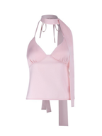 Vaela Pink Scarf Halter Cami Top