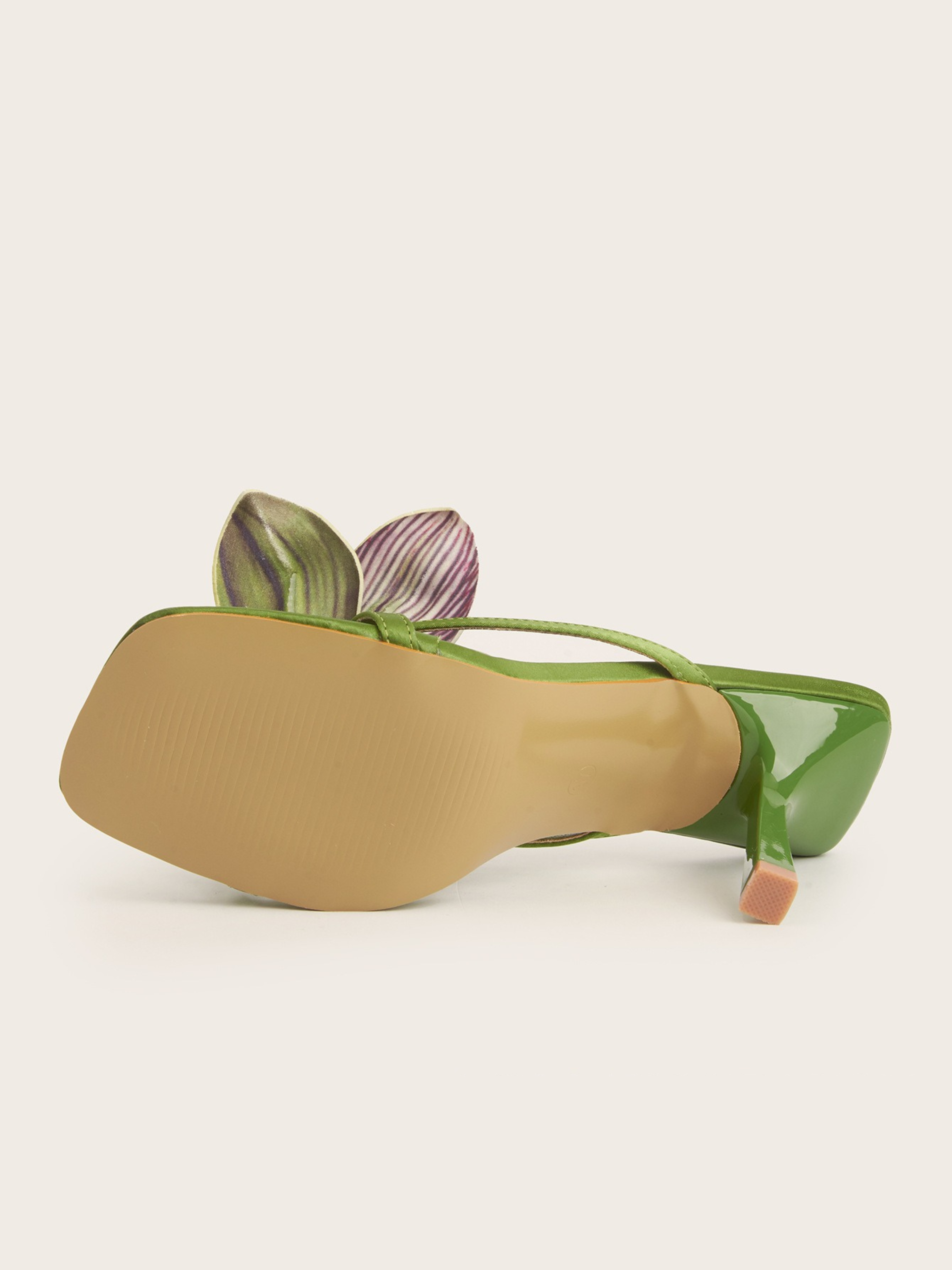 Urella Olive Orchid Satin Heel Sandals
