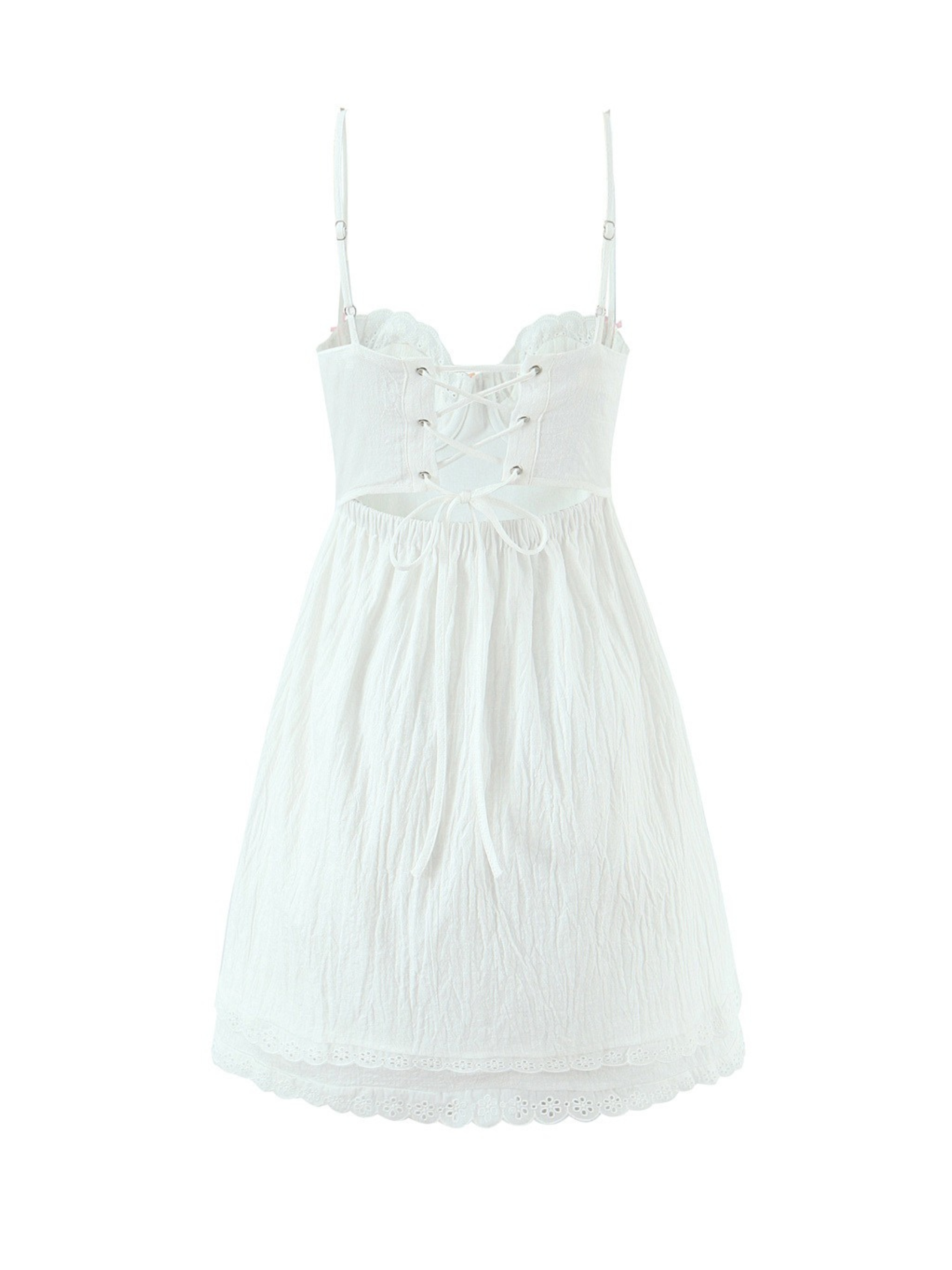 Evelia Cotton Lace-Up Mini Dress