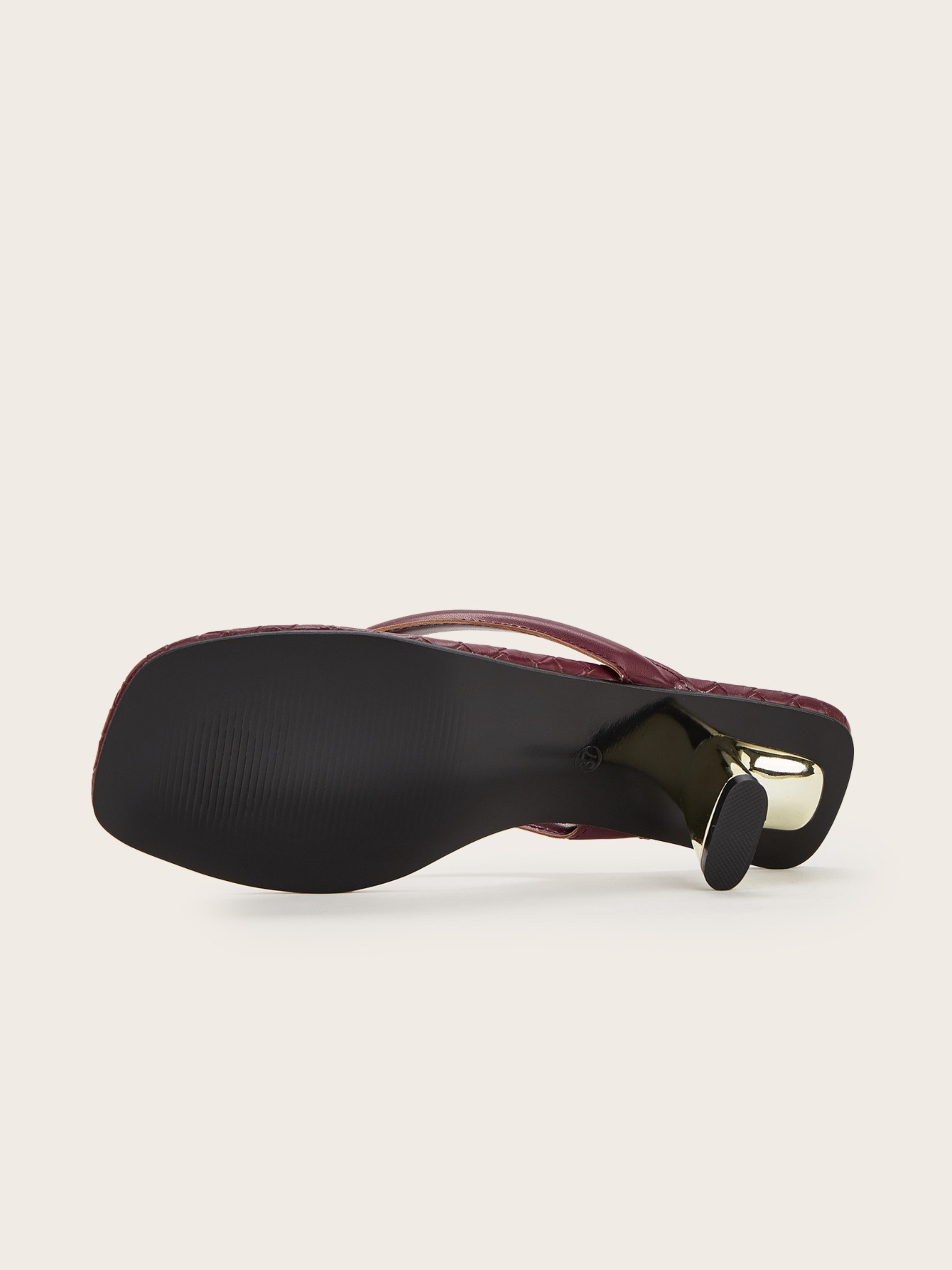 Belara Wine Quilted Thong Heel Sandals
