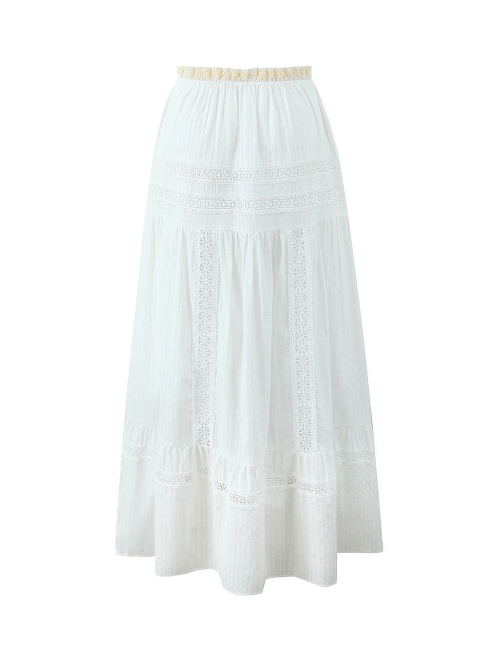 Beril Lace Trim Tie-Front Top & Maxi Skirt Set