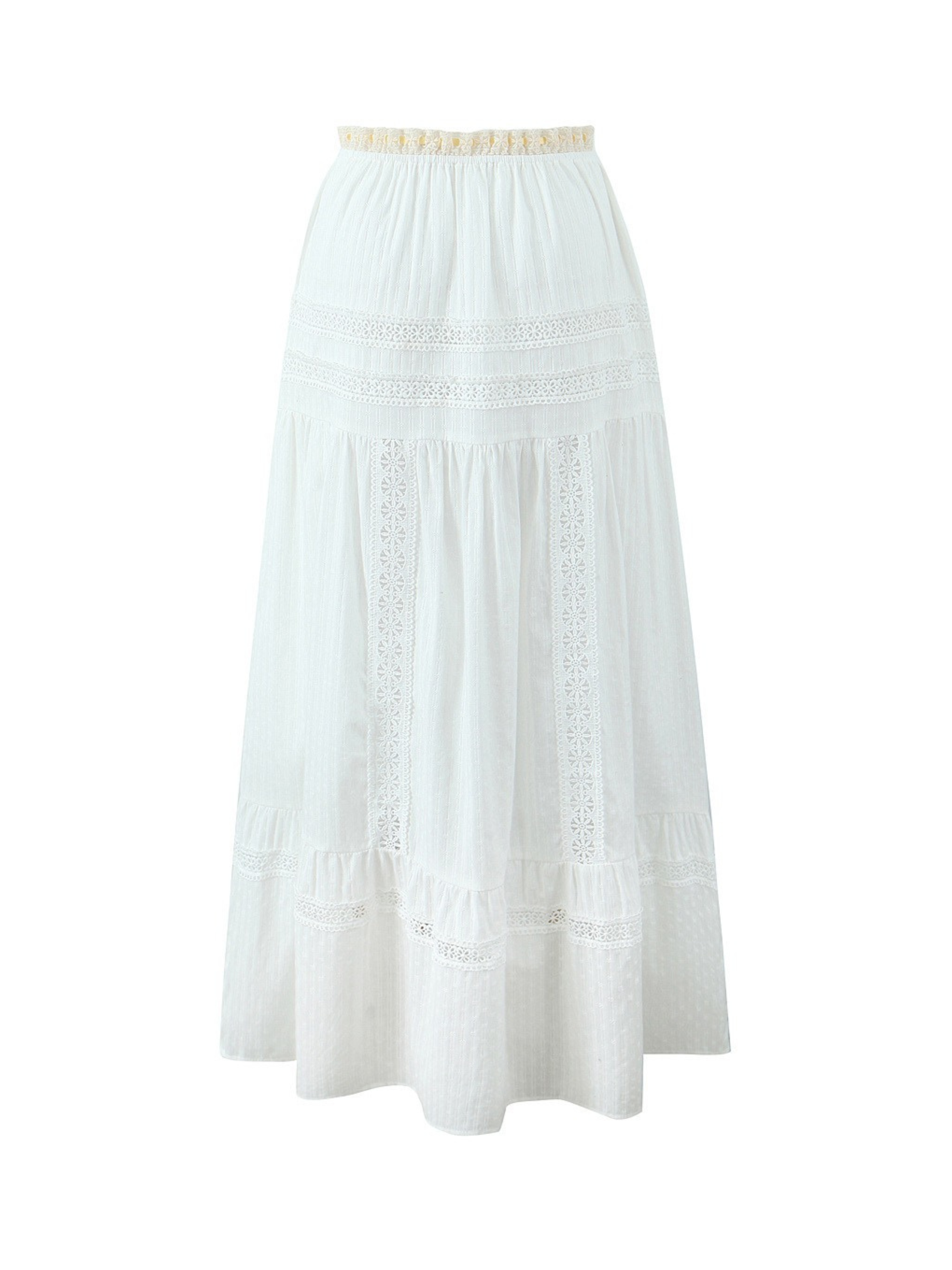 Beril Lace Trim Tie-Front Top & Maxi Skirt Set