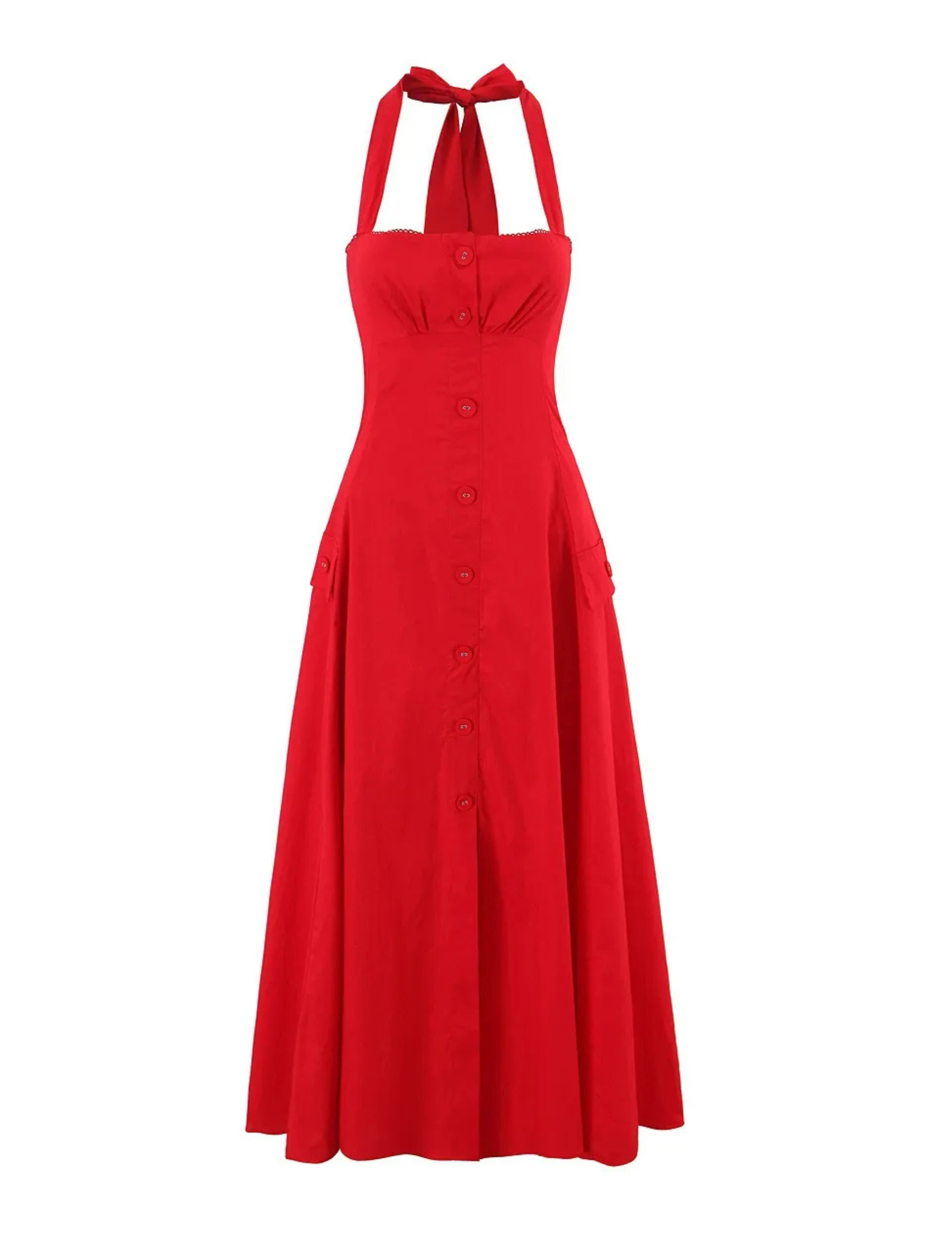 Sirma Halter Button-Front Midi Dress