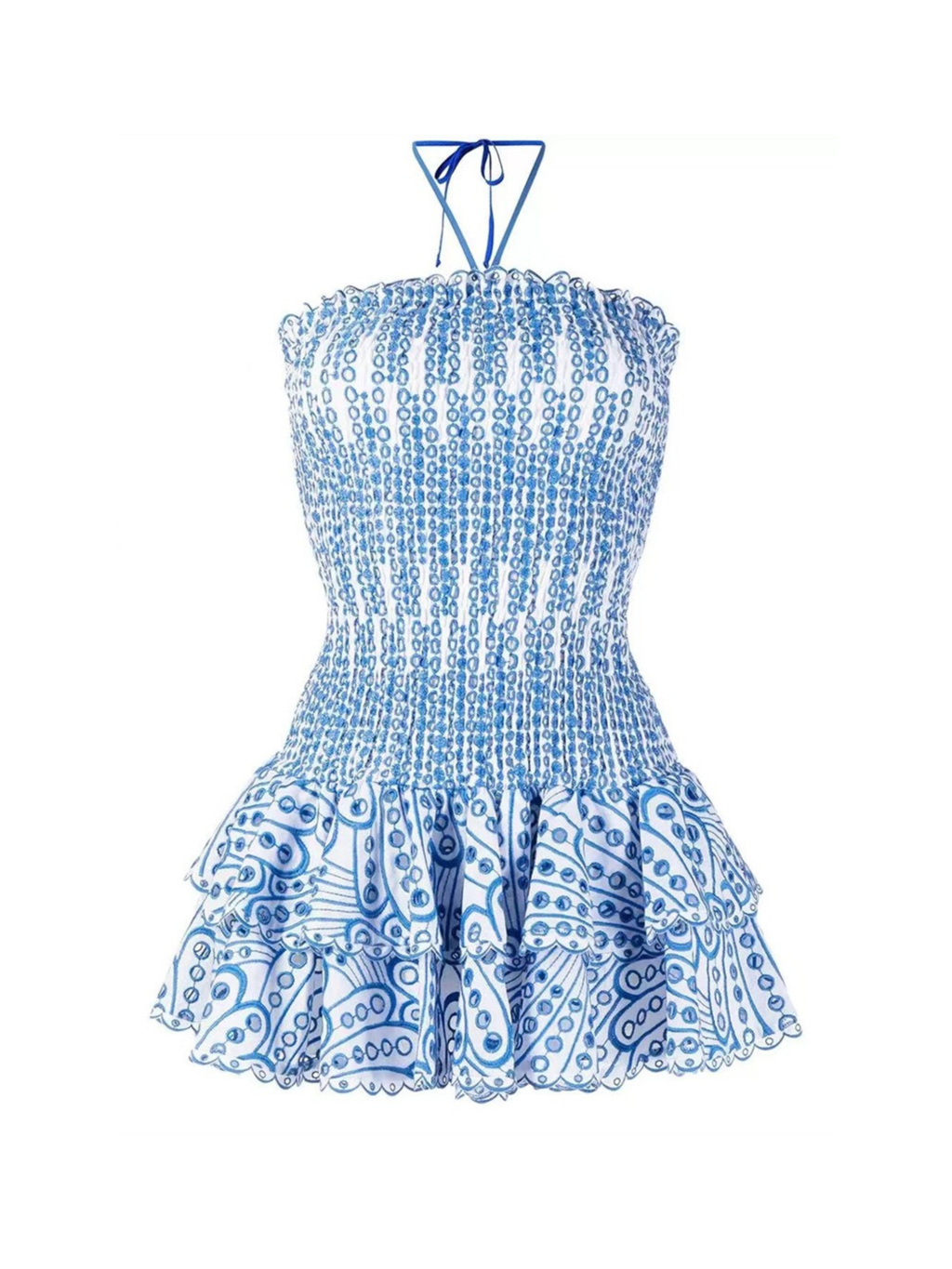 Arelia Smocked Strapless Ruffle Mini Dress