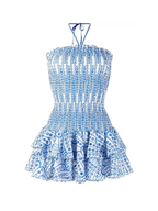 Arelia Smocked Strapless Ruffle Mini Dress