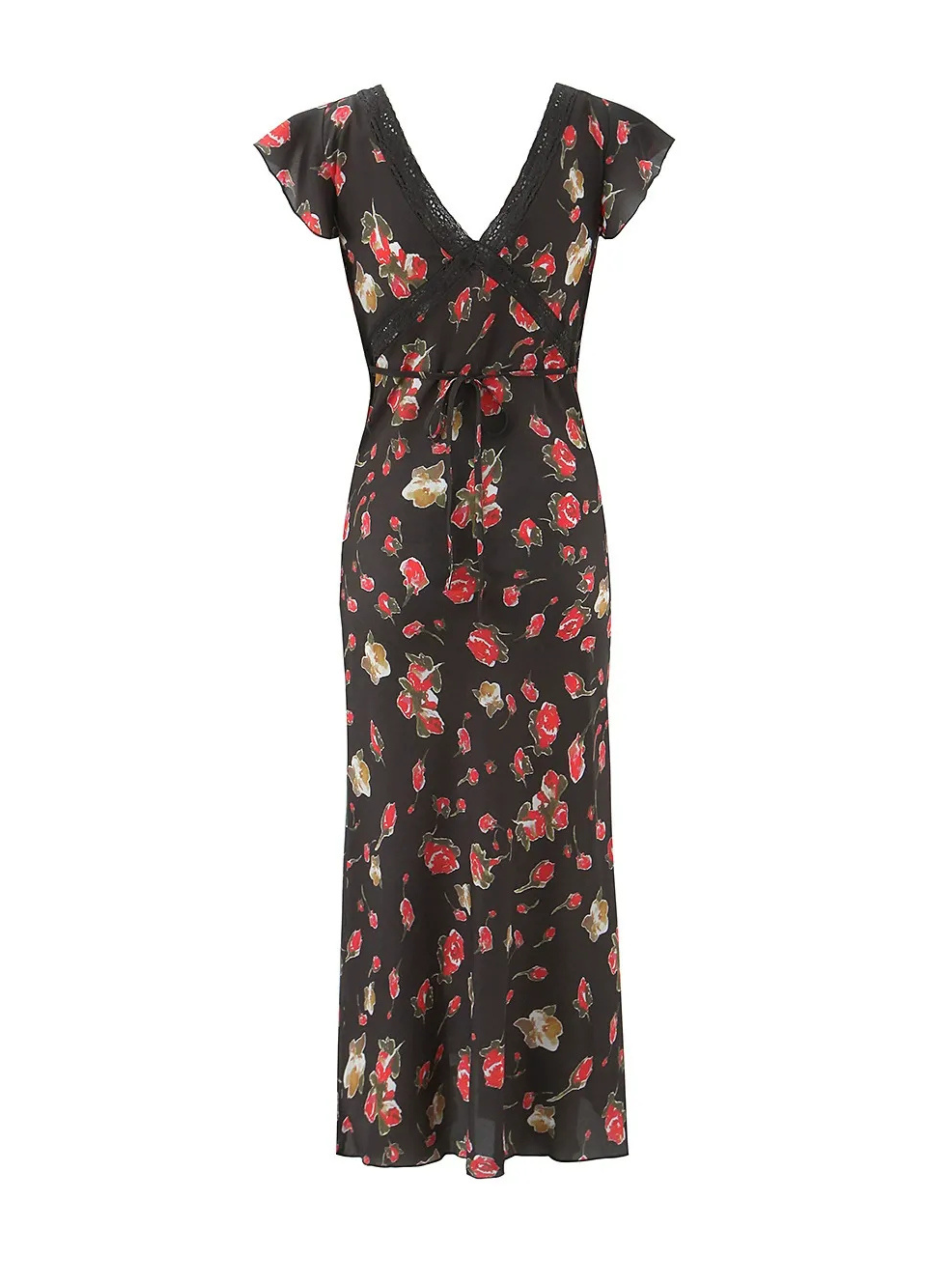 Nivya Rose Floral Ruffle Sleeve Maxi Dress