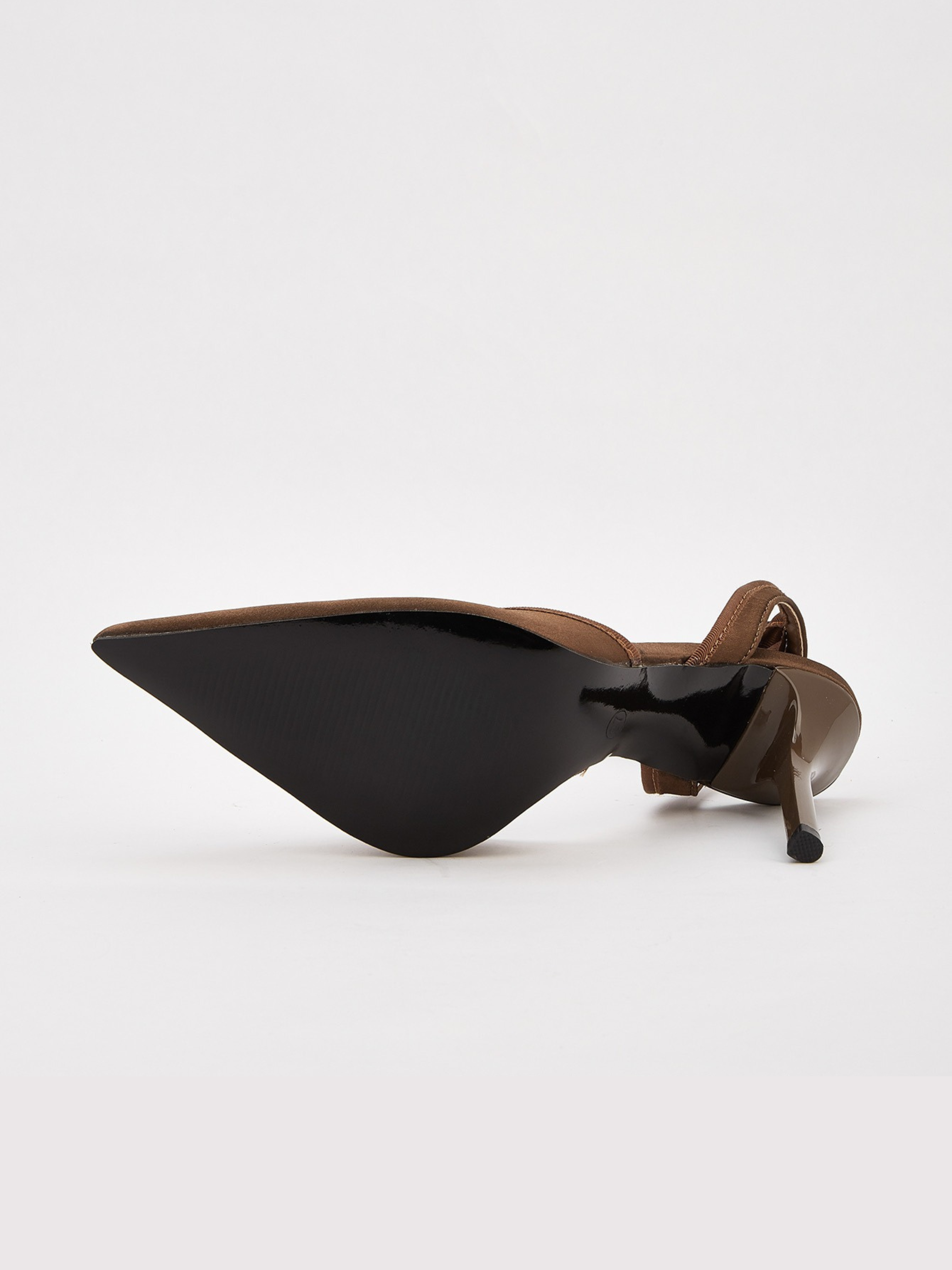 Hivera Mocha Satin Wrap Strap Heels
