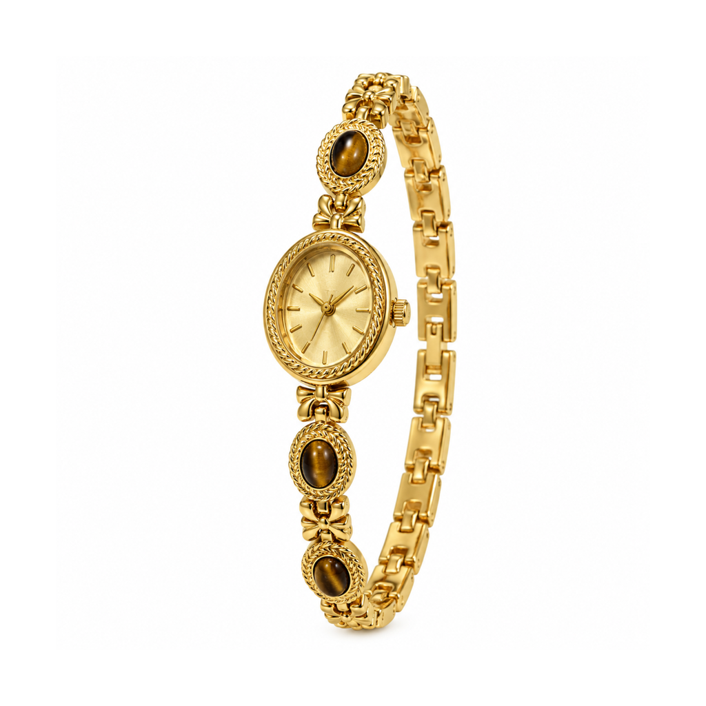 Vintage Oval Gemstone Bracelet Watch