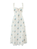 Talya Blue Meadow Lace Strap Midi Dress