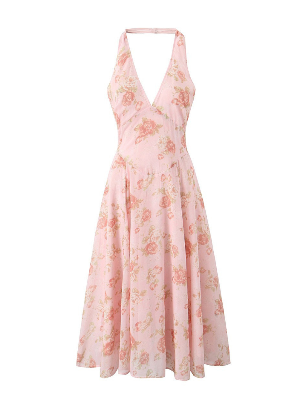 Viana Halter Floral Midi Dress