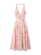 Viana Halter Floral Midi Dress