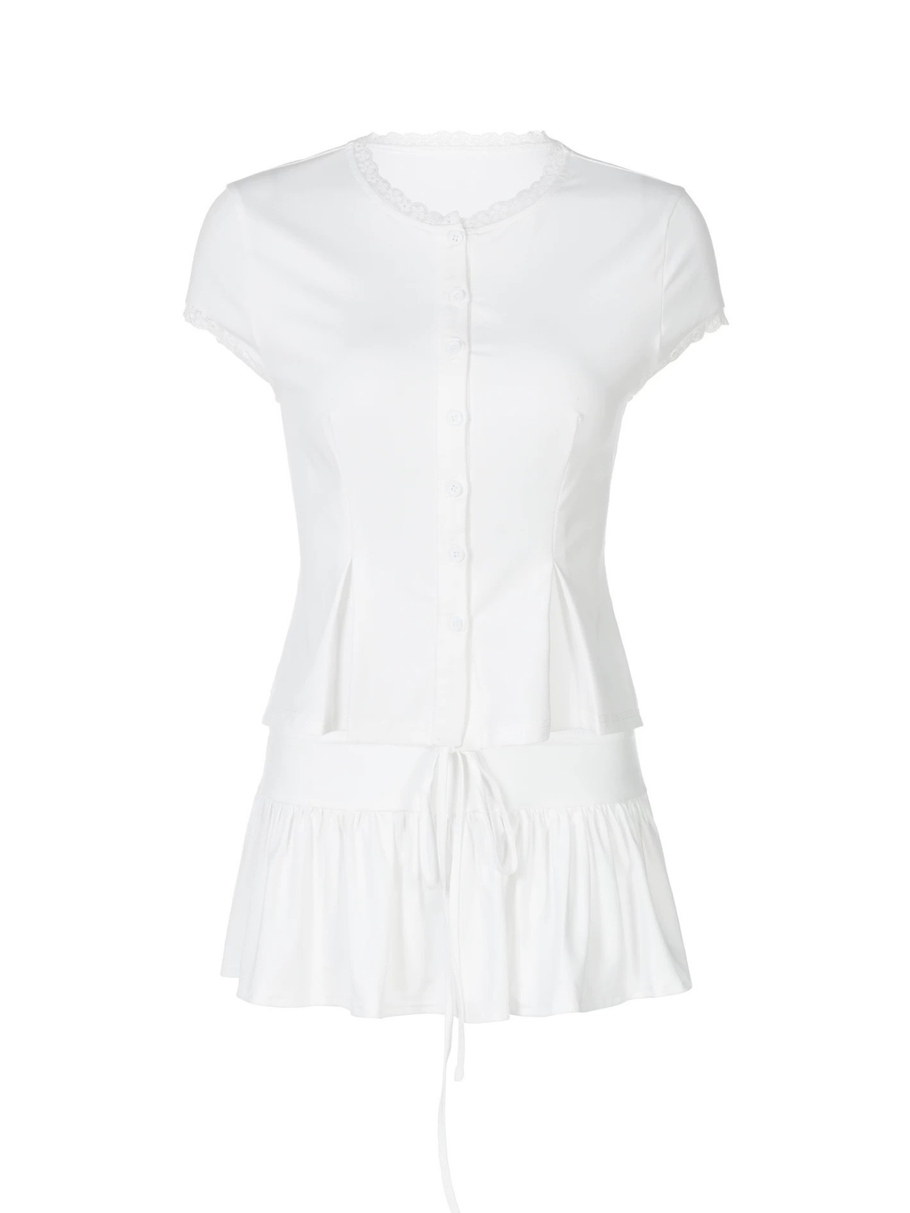 Zaria Buttoned Top & Mini Skirt Set
