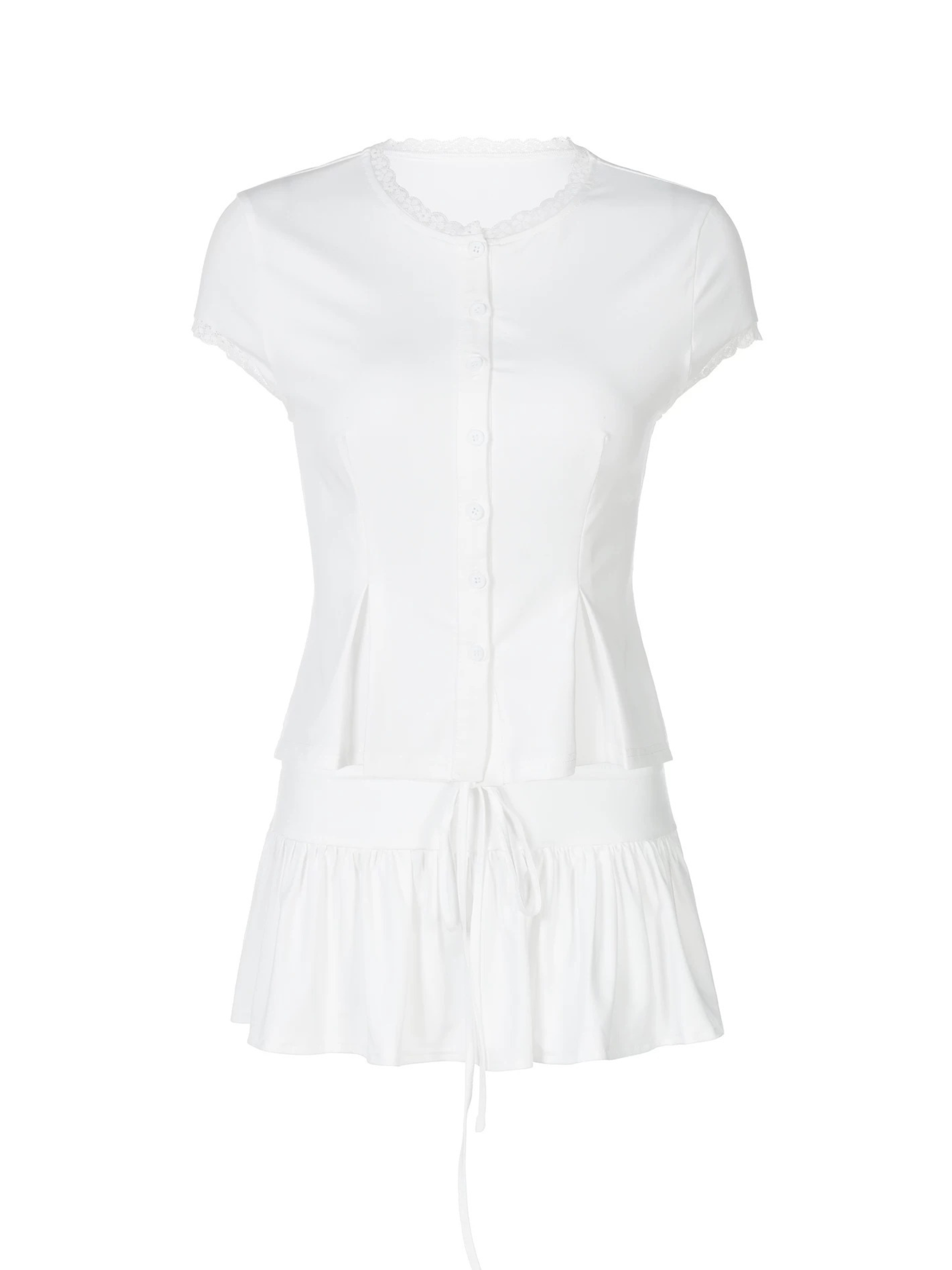 Zaria Buttoned Top & Mini Skirt Set