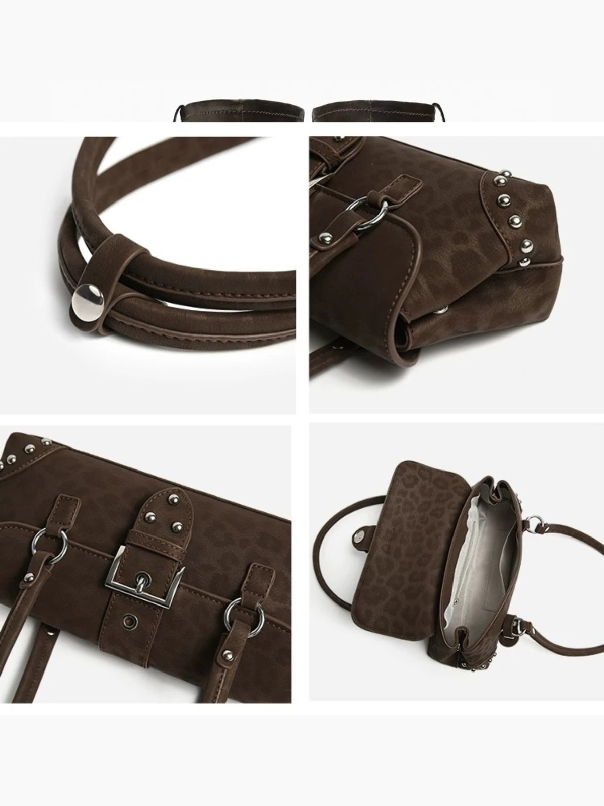 Keira Studded Leopard Shoulder Bag