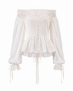 Ivory Lace Off-Shoulder Ruffle Blouse