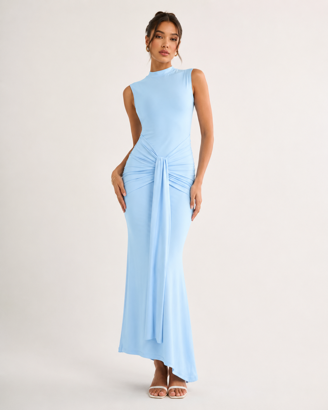 Oksa High Neck Draped Maxi Dress