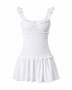 Brielle White Ruffle Smocked Mini Dress