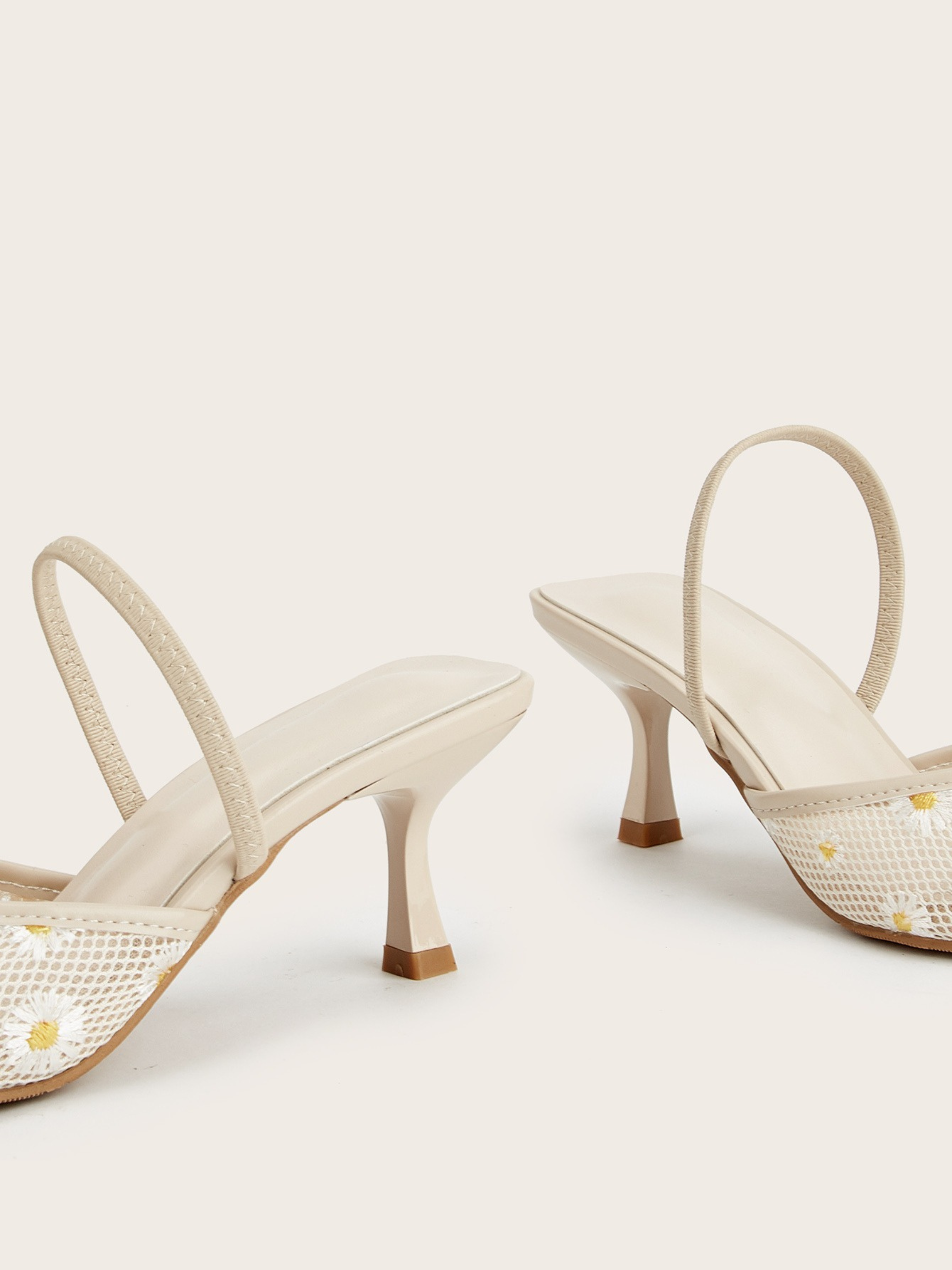 Rhoswen Daisy Mesh Pointed Mule Heels