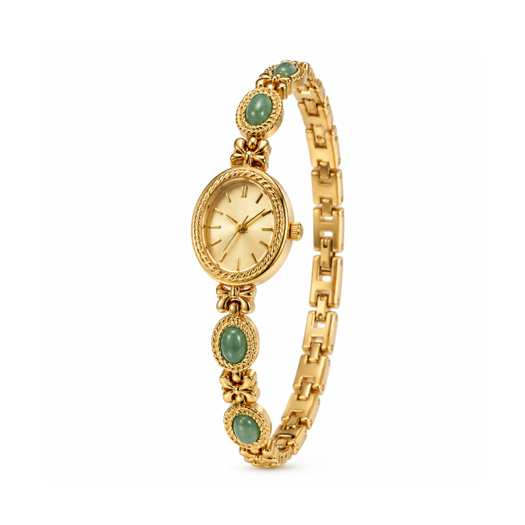 Vintage Oval Gemstone Bracelet Watch