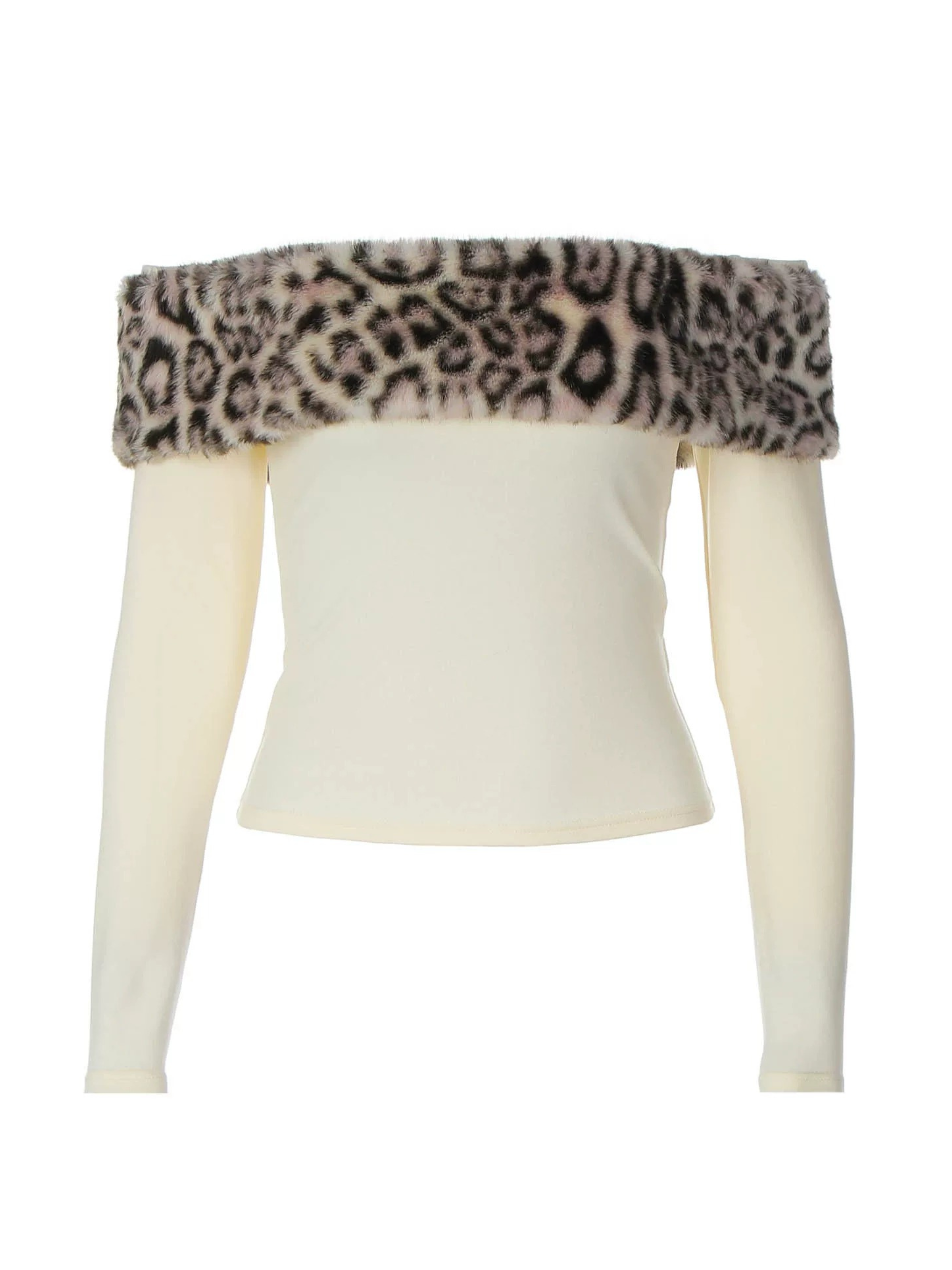 Tallulah Off-Shoulder Leopard Trim Top