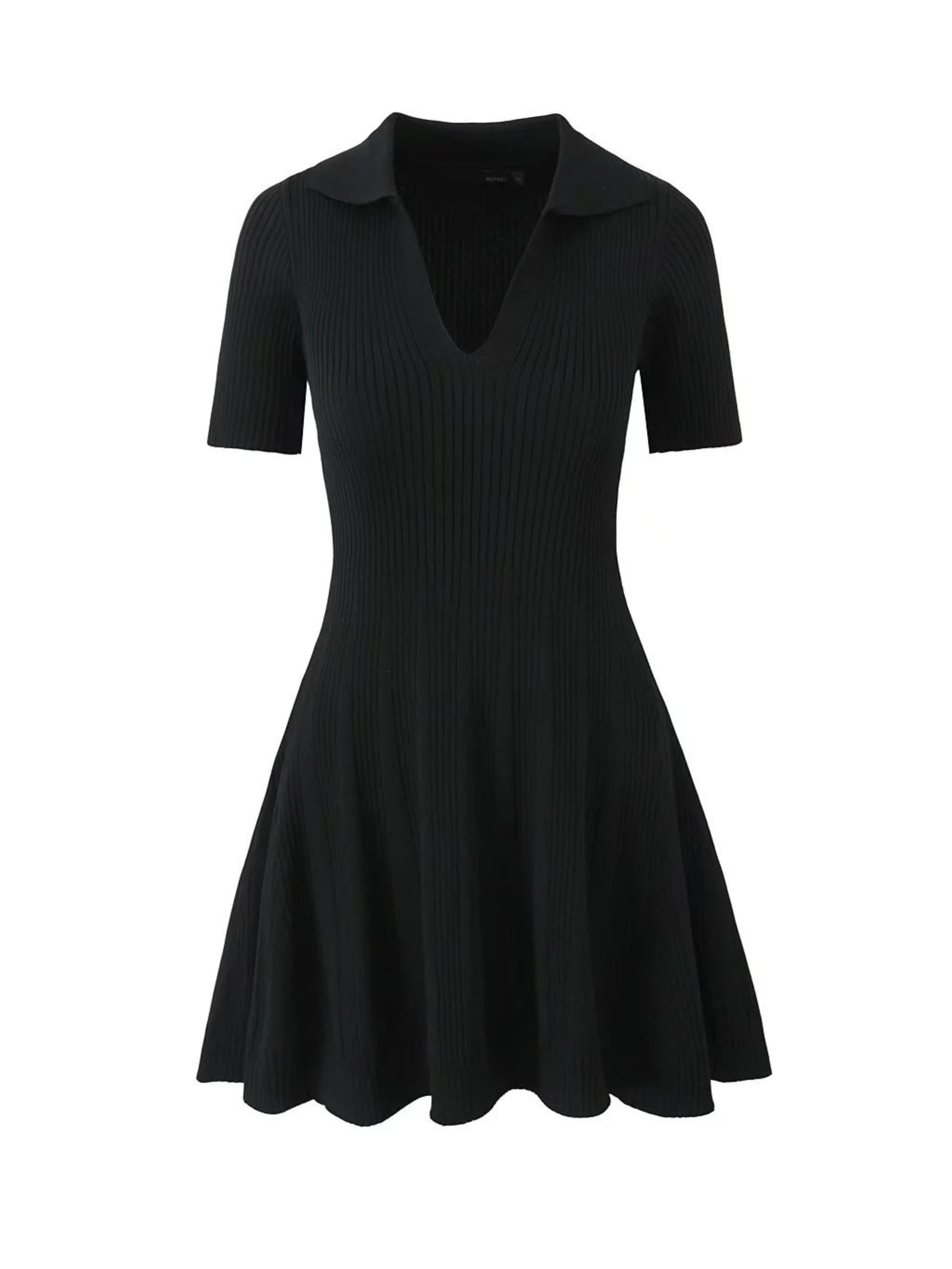 Vanna Ribbed Knit Polo Mini Dress