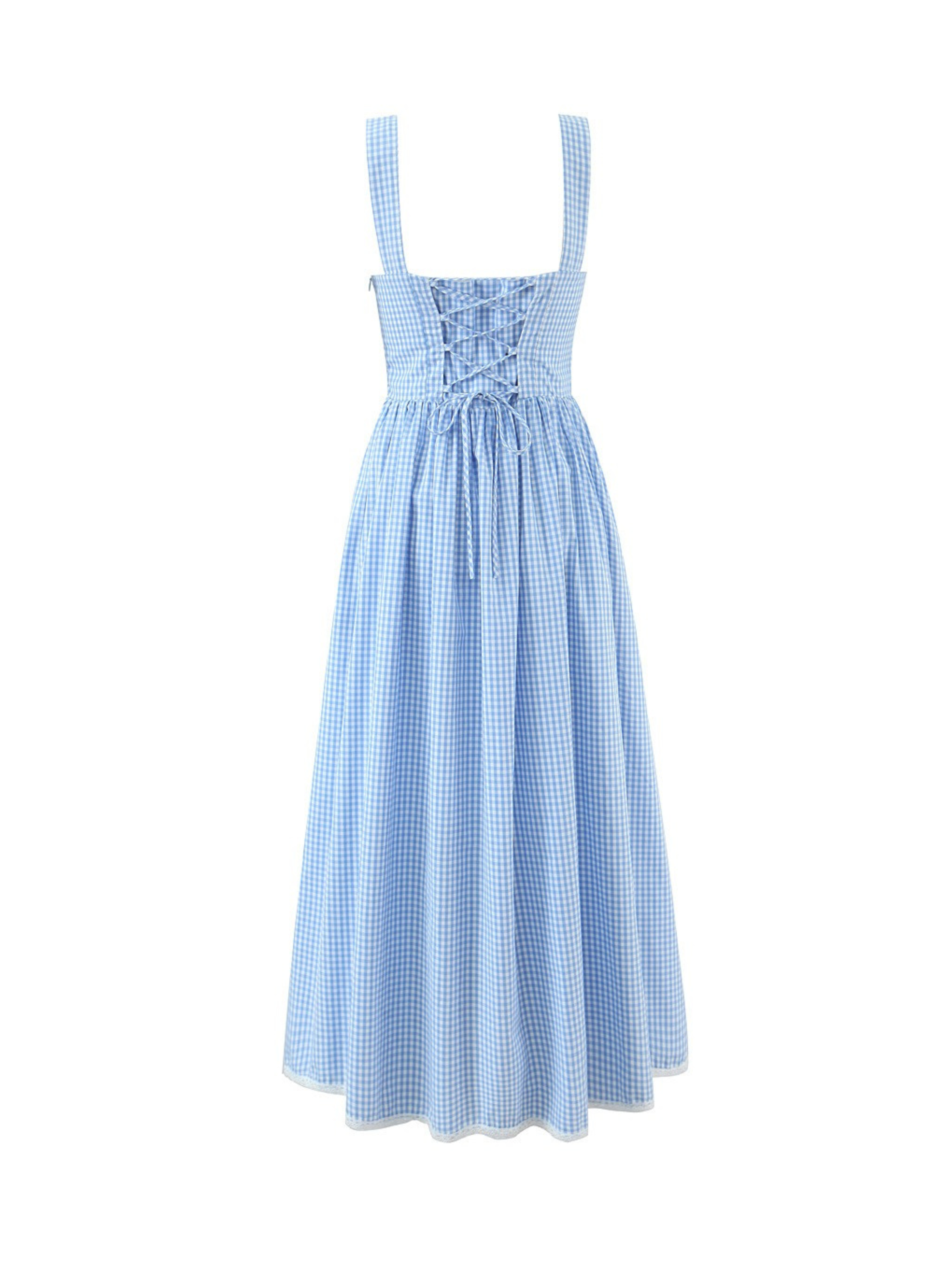Sibel Polka Dot & Gingham Cotton Midi Dress