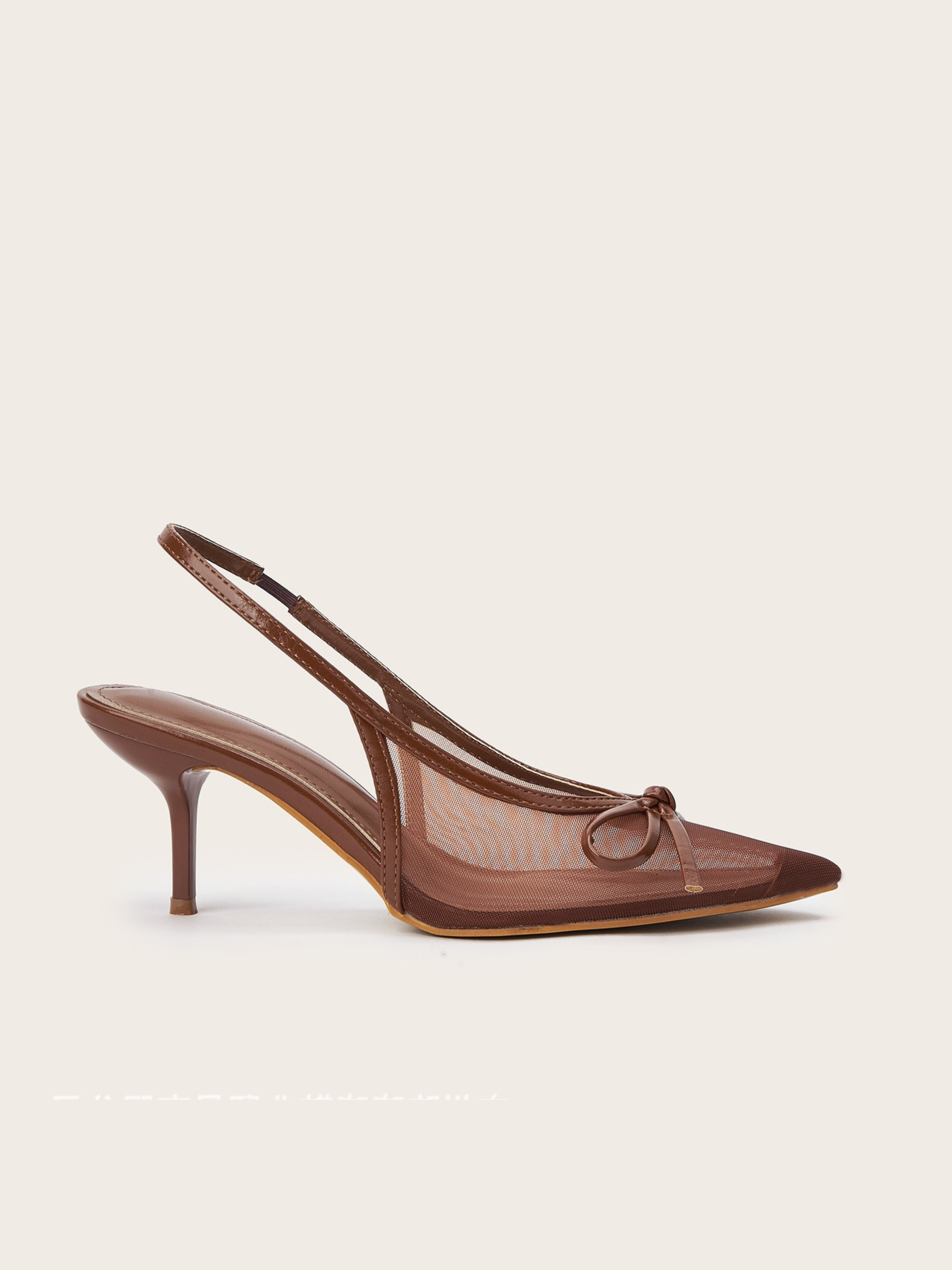 Olyra Mocha Mesh Bow Slingback Heels