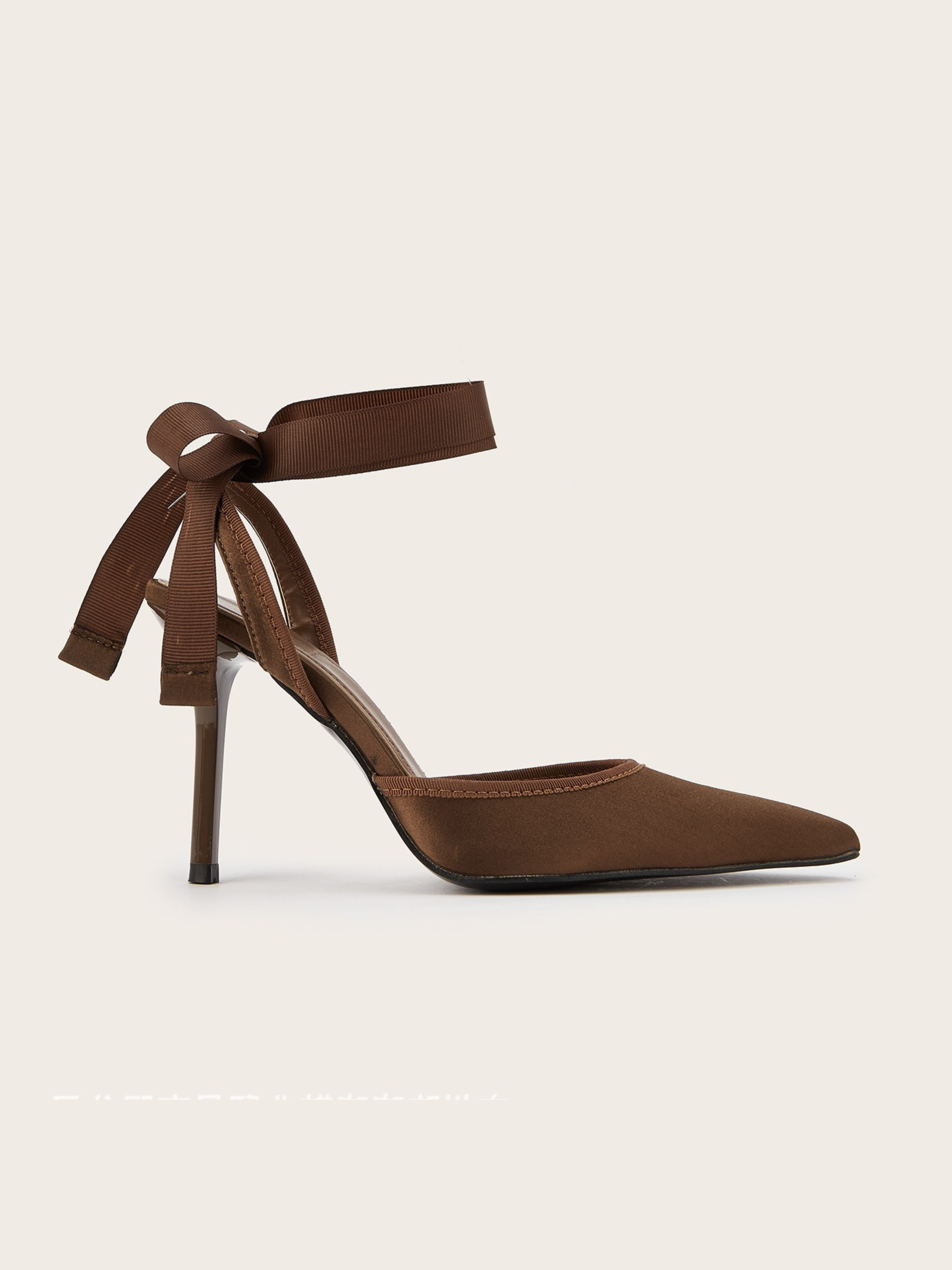 Hivera Mocha Satin Wrap Strap Heels