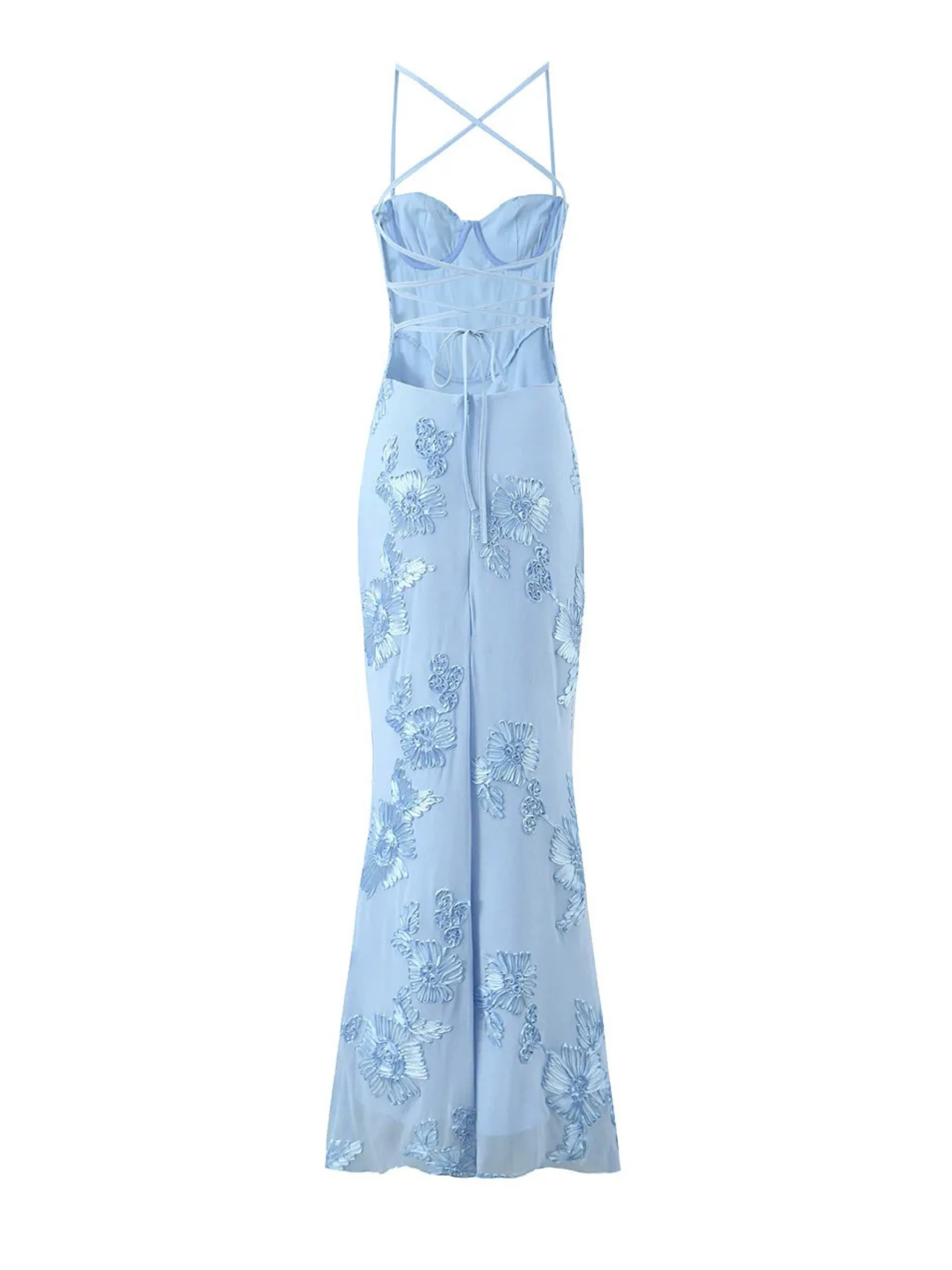 Sarya Floral Appliqué Maxi Dress