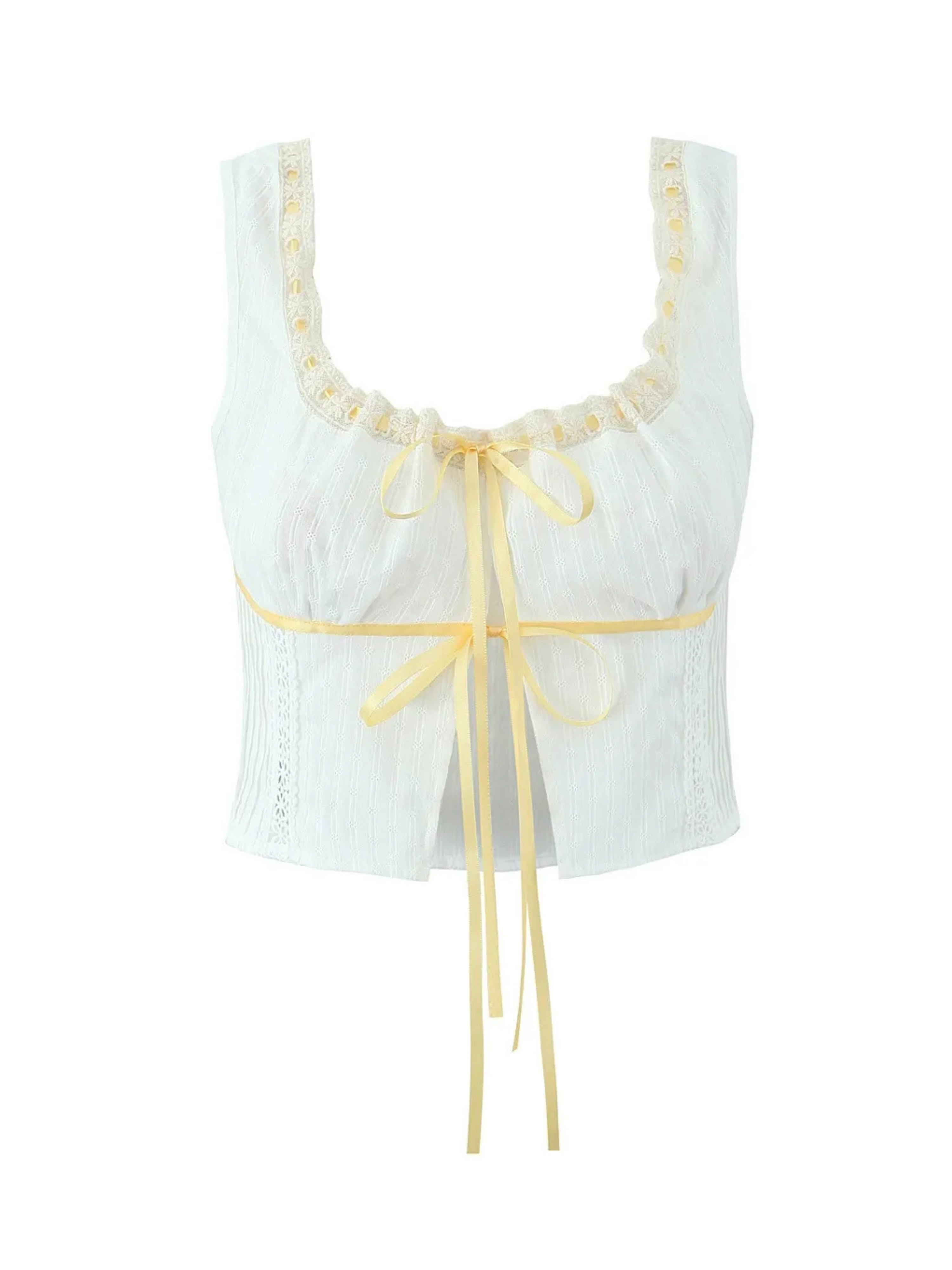 Beril Lace Trim Tie-Front Top & Maxi Skirt Set