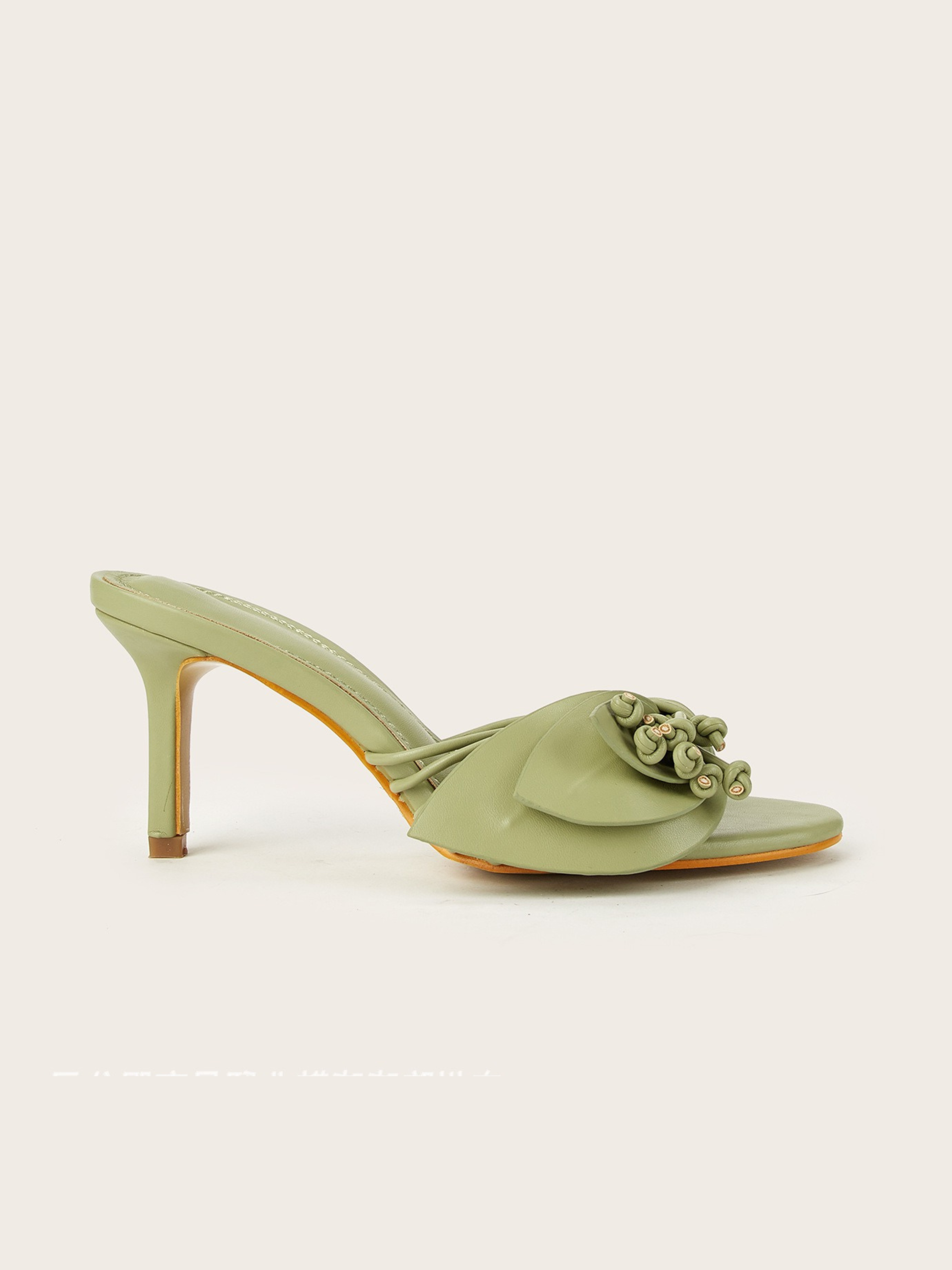 Zelith Matcha Floral Petal Mule Heels