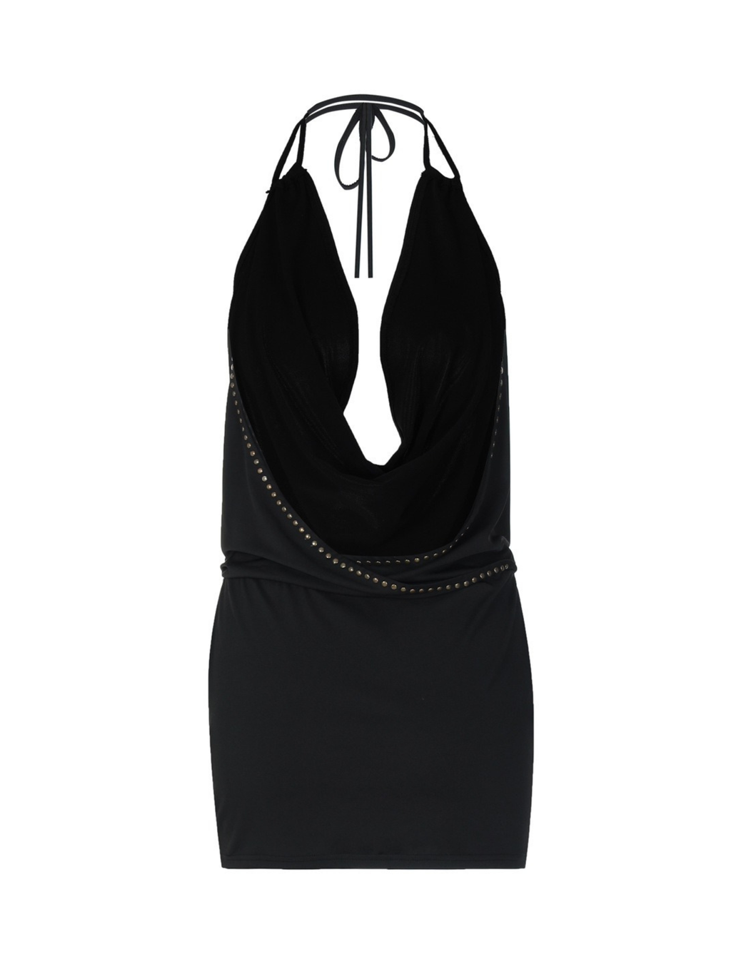 Stud Trim Halter Mini Dress