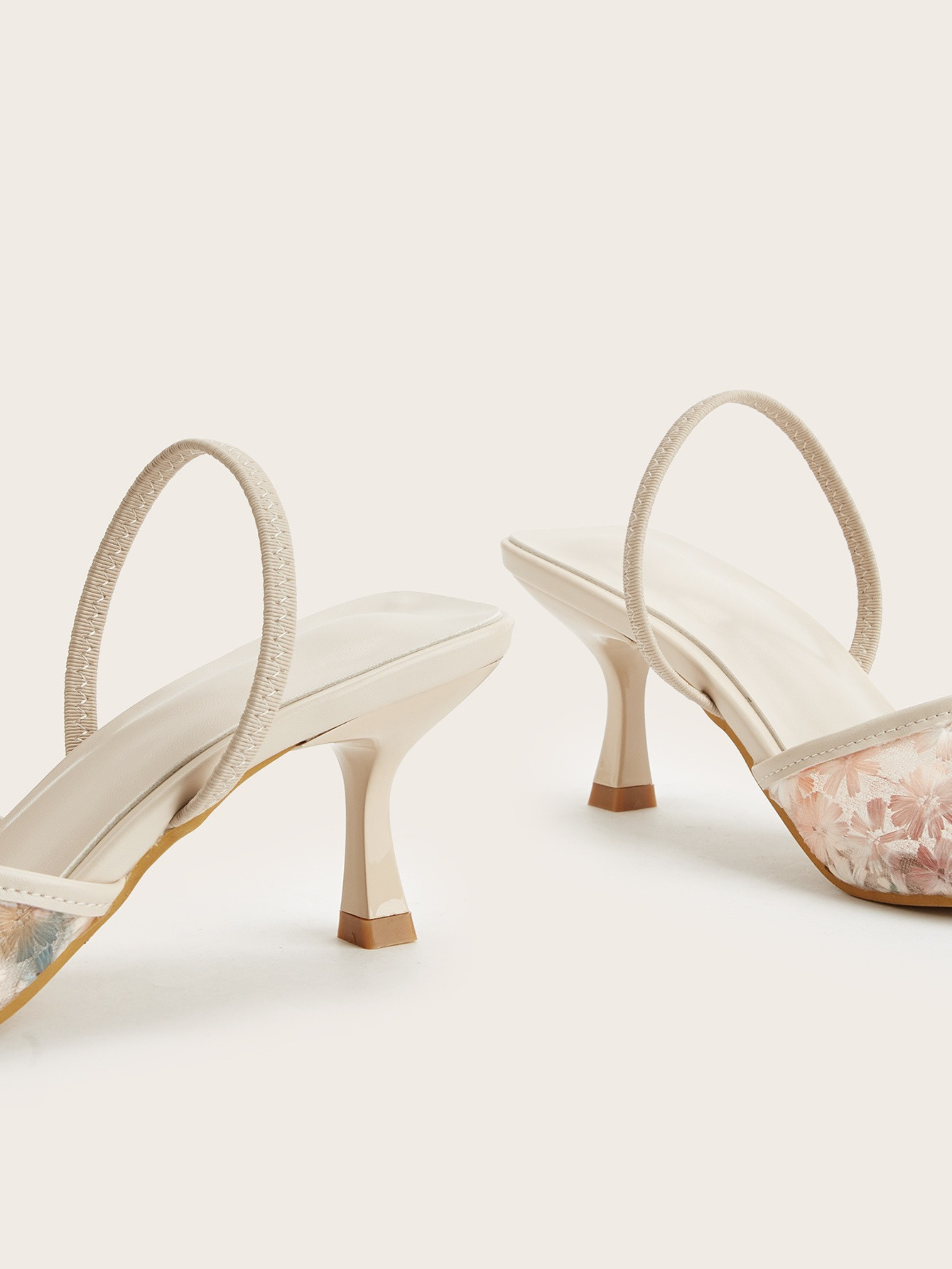 Tirana Floral Mesh Slingback Heels