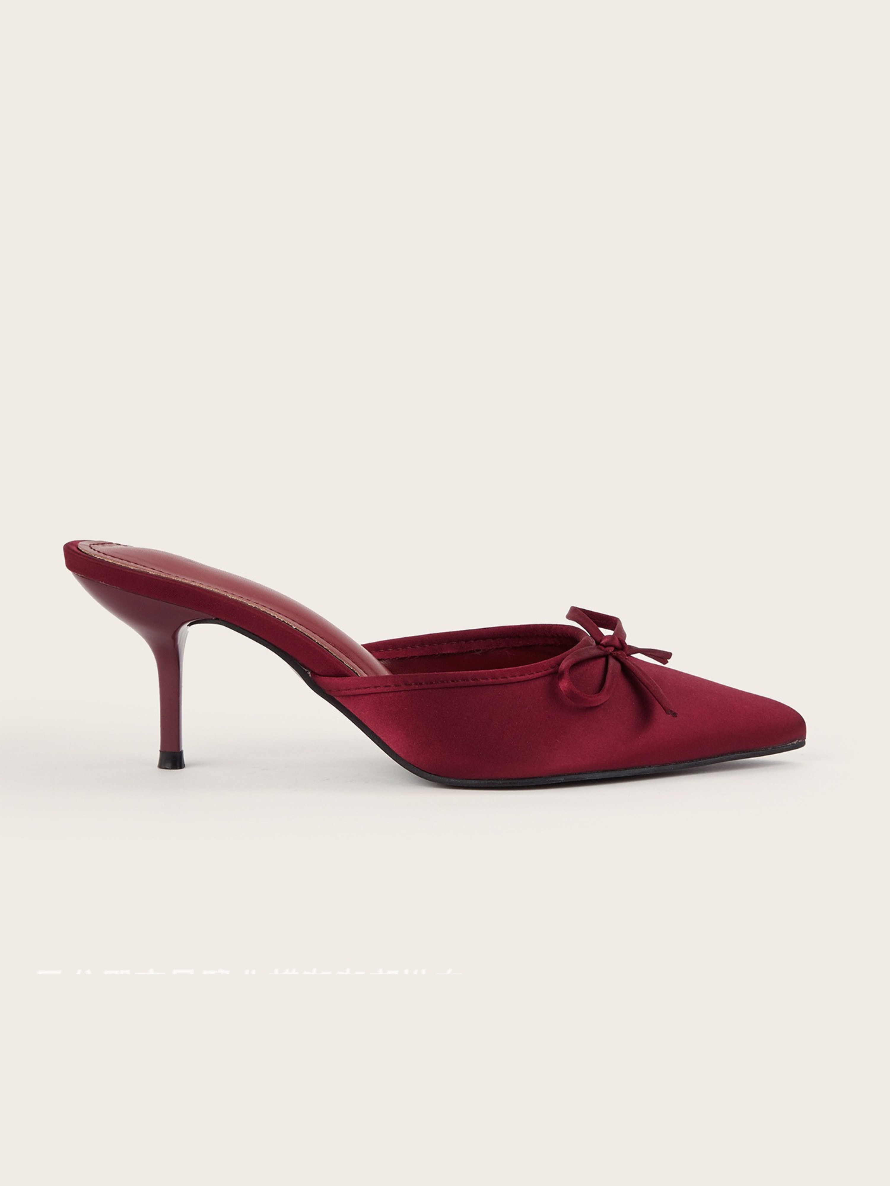 Ambrine Wine Satin Bow Mule Heels