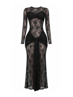 Sariel Lace Maxi Dress with Draped Waist Detail